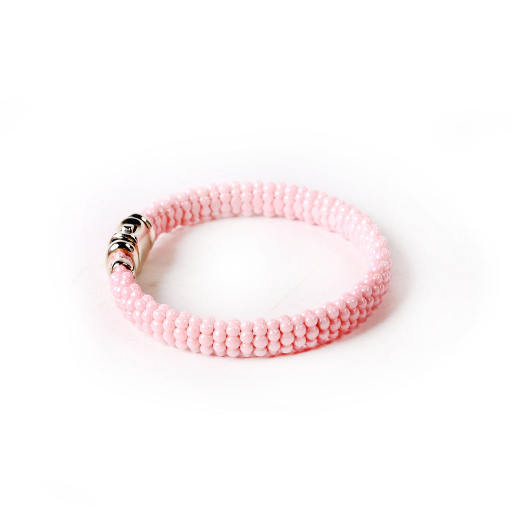 Pink Caviar Ceramic Beaded 9MM Bracelet 925 Pink