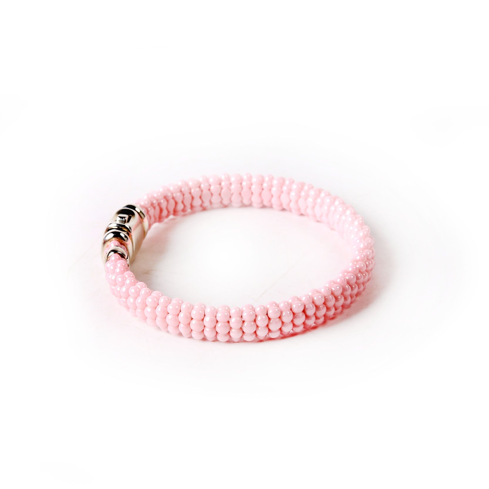 Pink Caviar Ceramic Beaded 9MM Bracelet 925 Pink