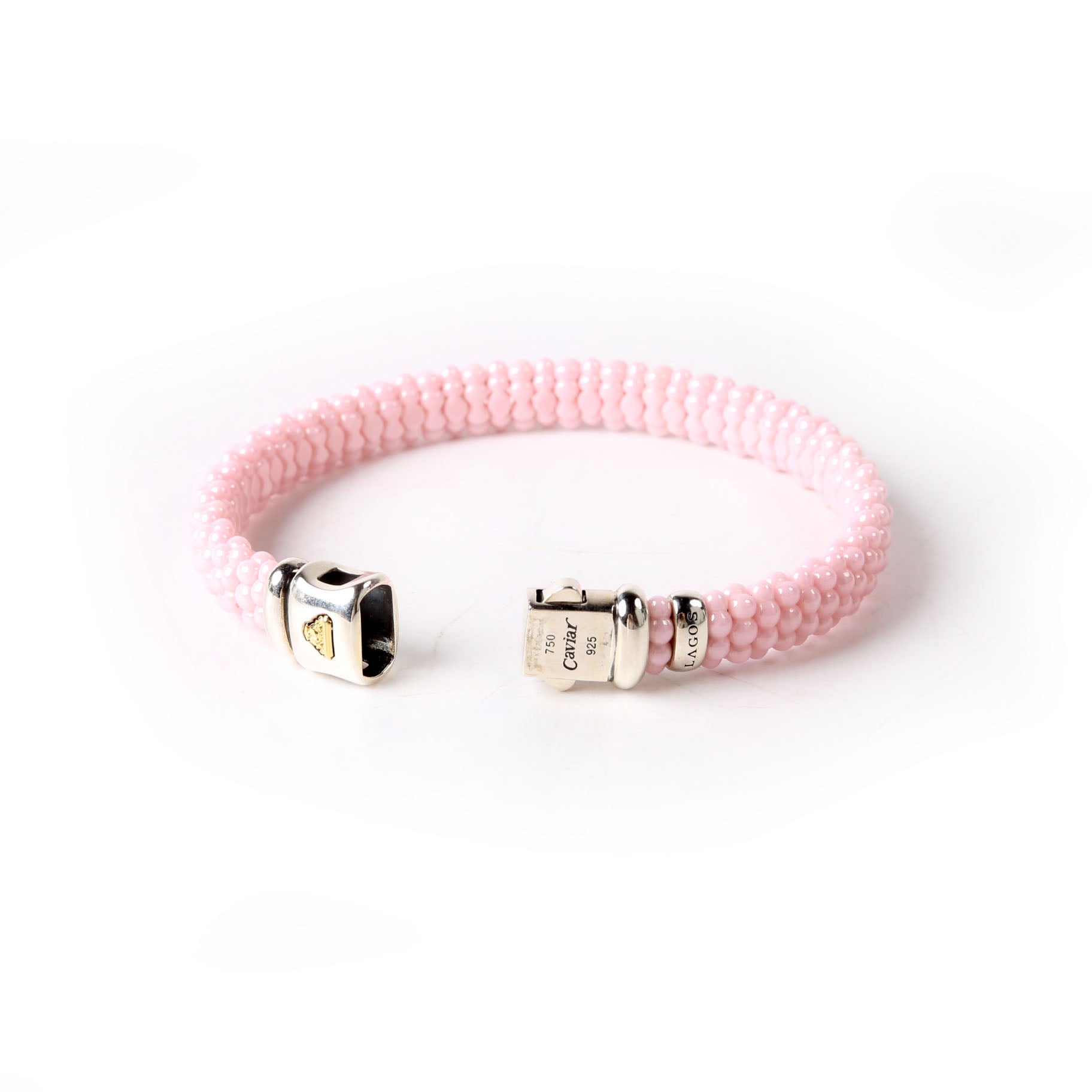 Pink Caviar Ceramic Beaded 9MM Bracelet 925 Pink