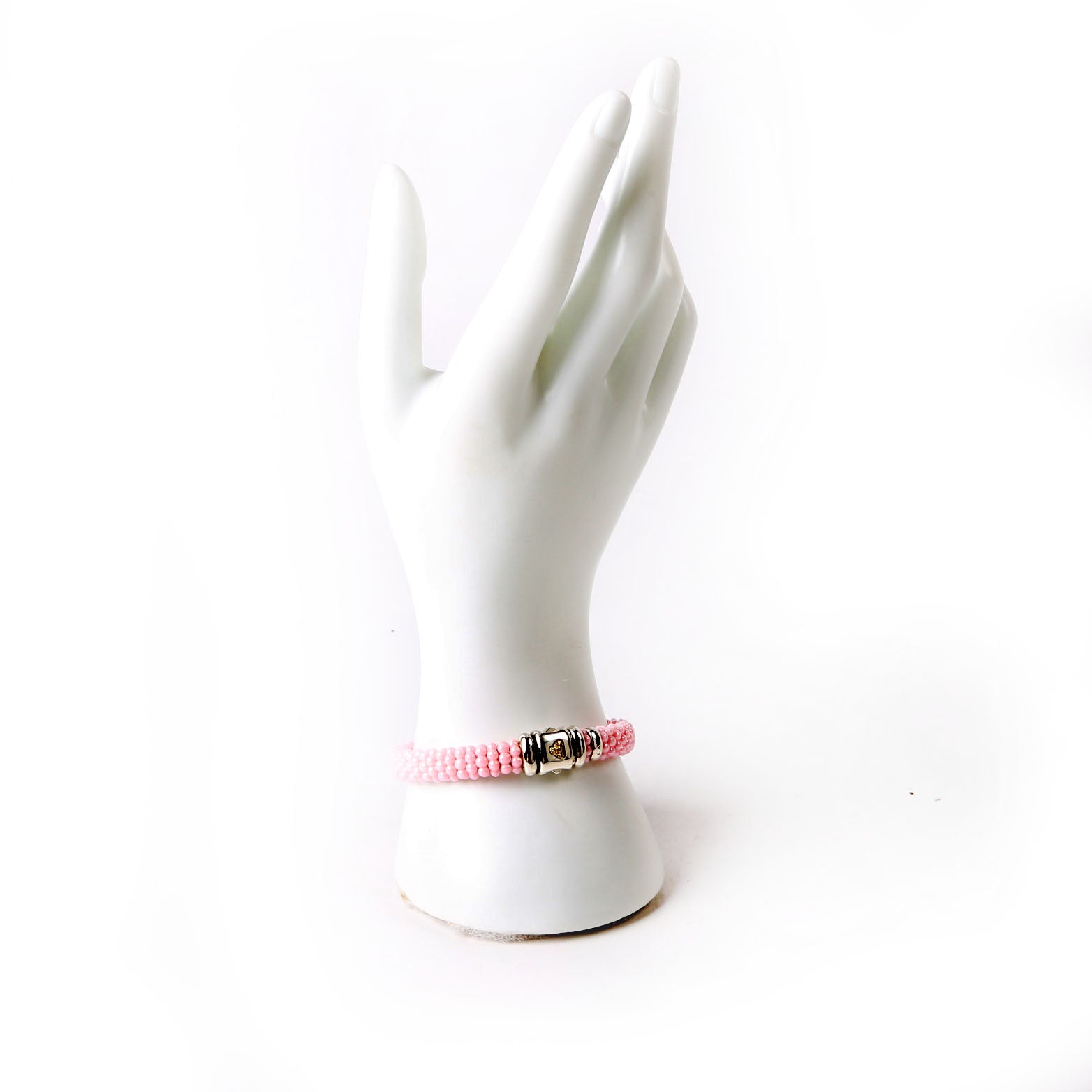 Pink Caviar Ceramic Beaded 9MM Bracelet 925 Pink