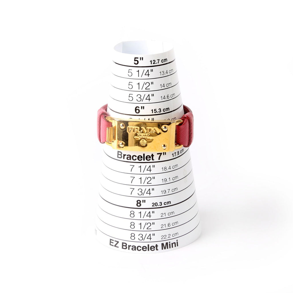 Prada Saffiano Logo Nameplate Bracelet Pink/Gold