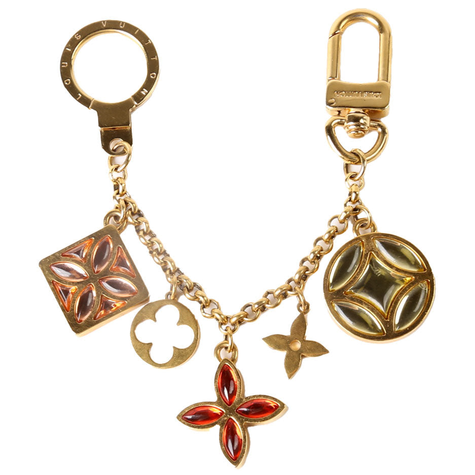 Ice Flower Key Chain Bag Charm Gold/Multicolor