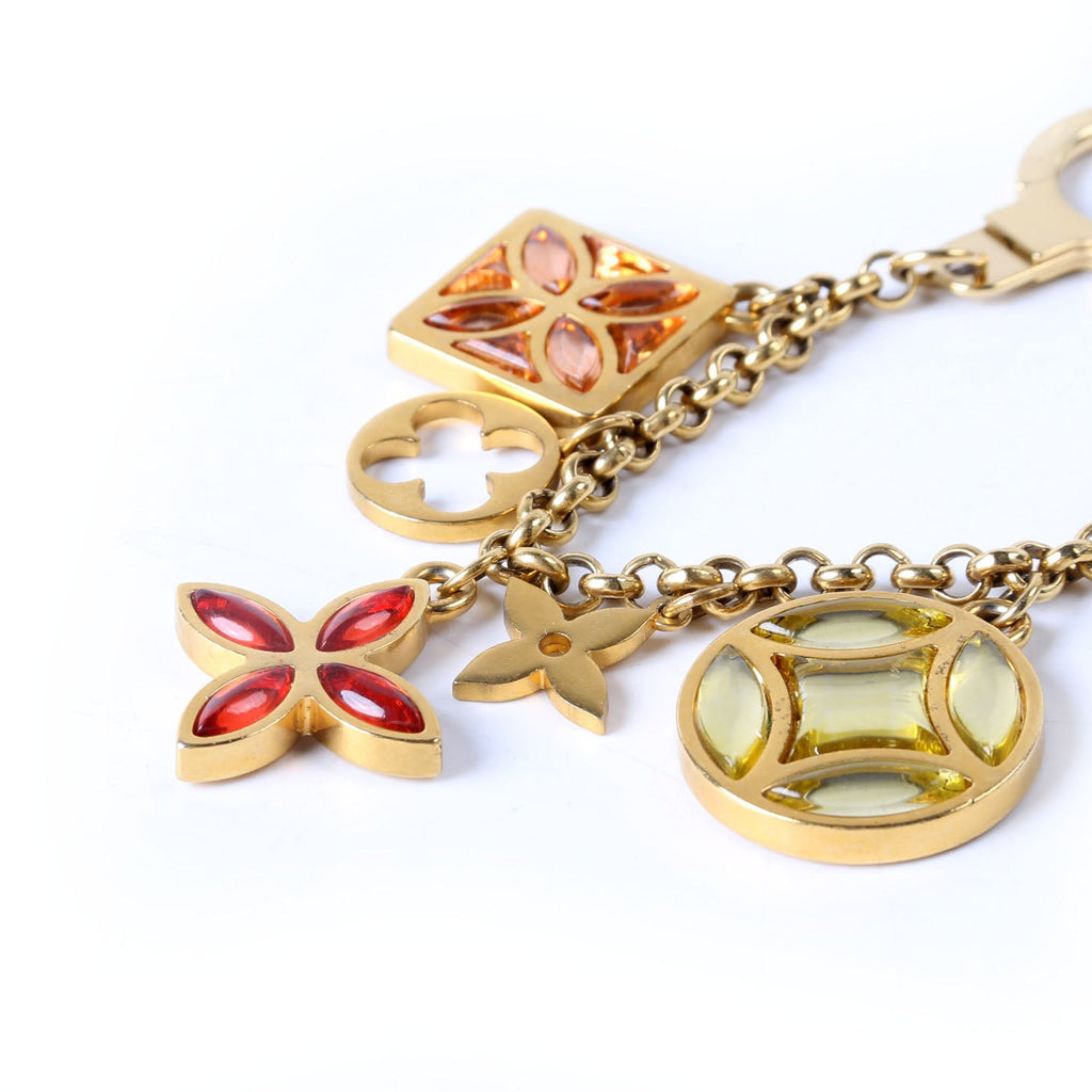 Ice Flower Key Chain Bag Charm Gold/Multicolor