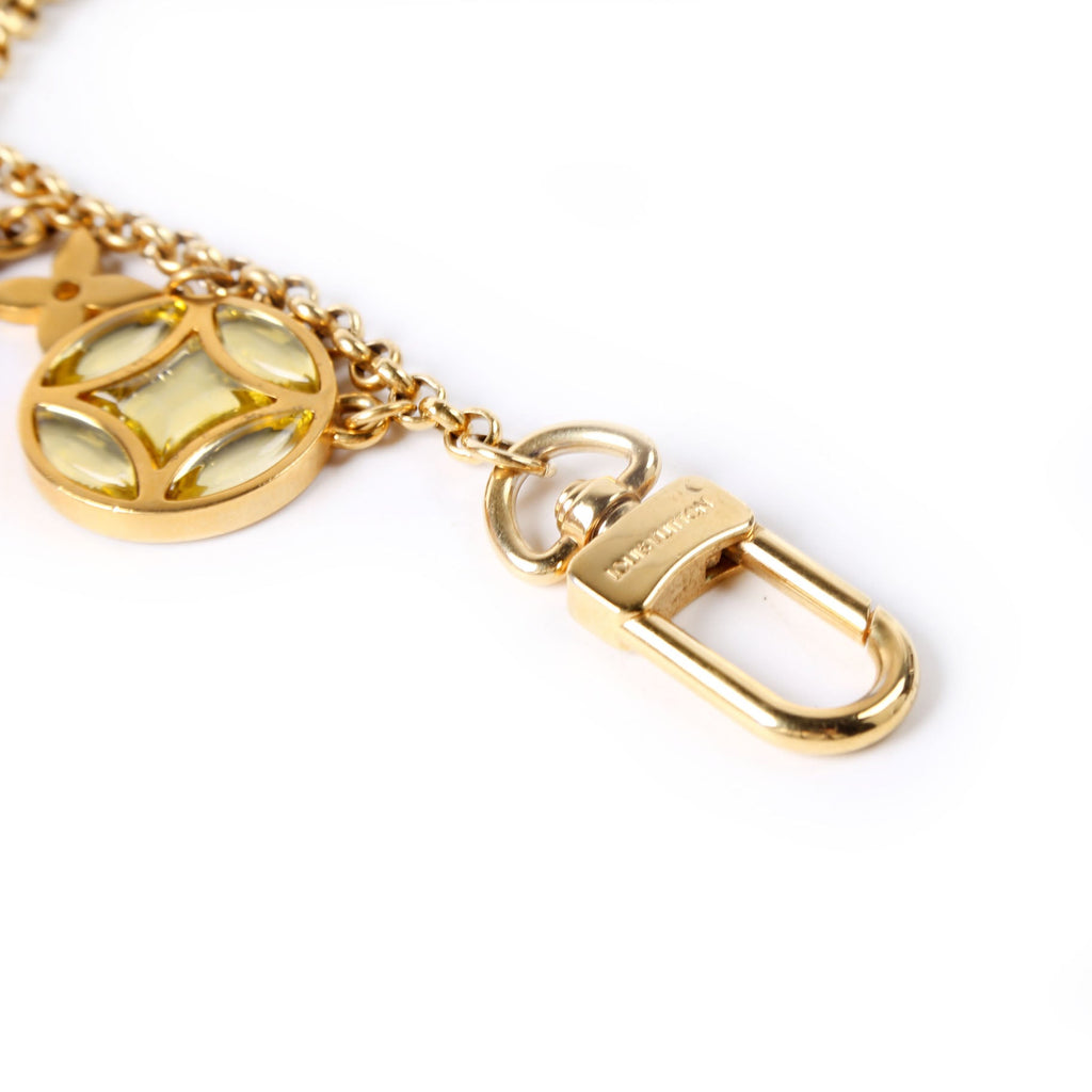 Ice Flower Key Chain Bag Charm Gold/Multicolor