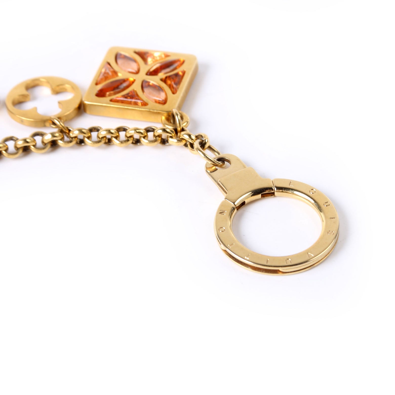 Ice Flower Key Chain Bag Charm Gold/Multicolor