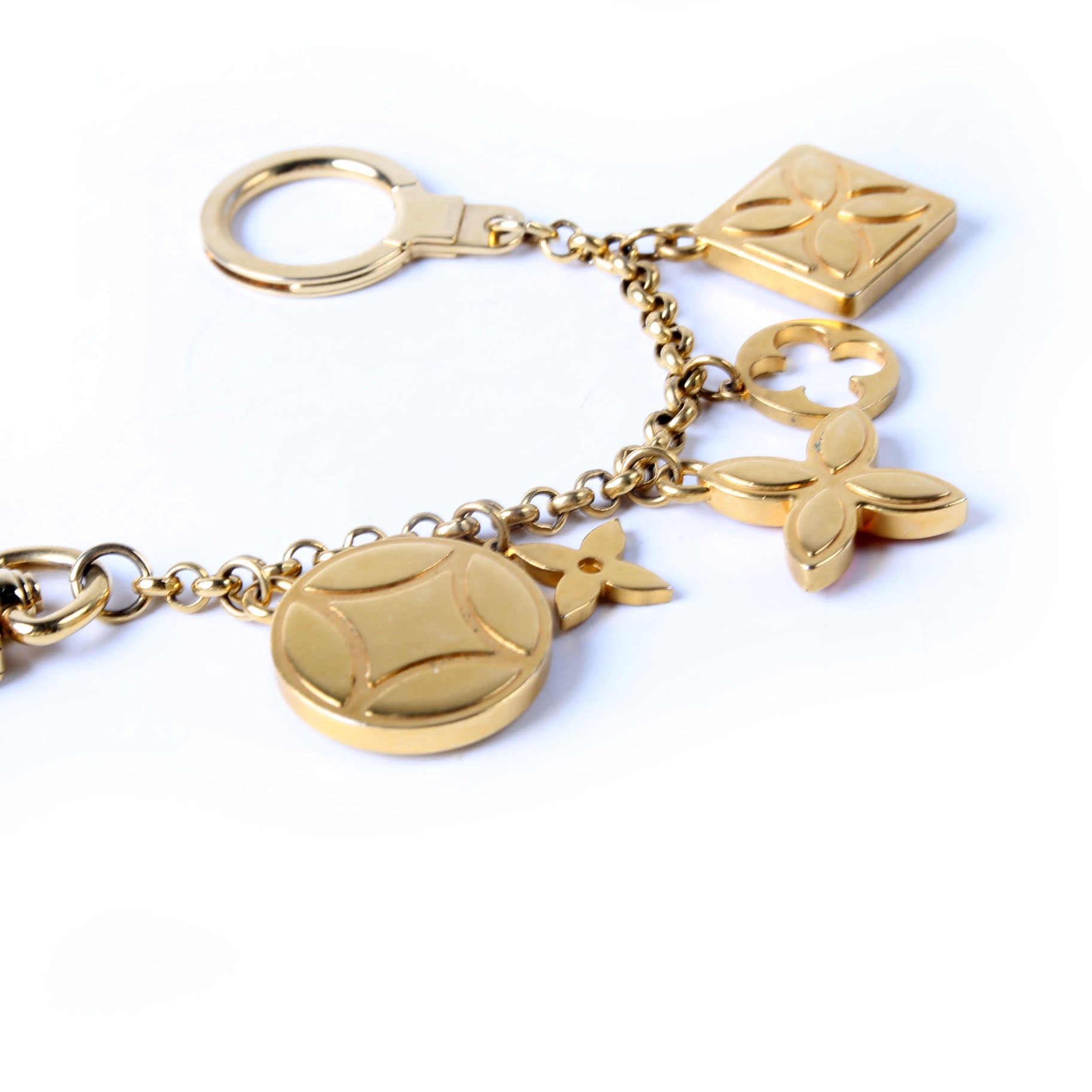 Ice Flower Key Chain Bag Charm Gold/Multicolor