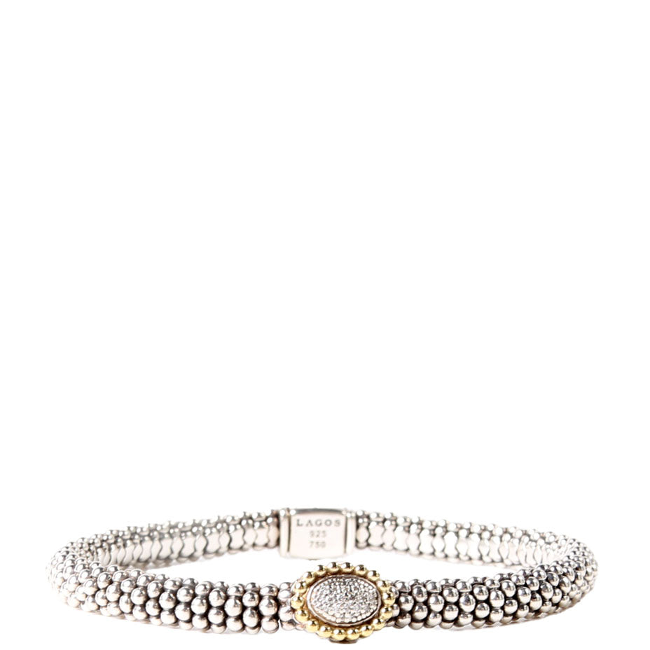 Caviar Beaded Station Bracelet 925/750/Pave