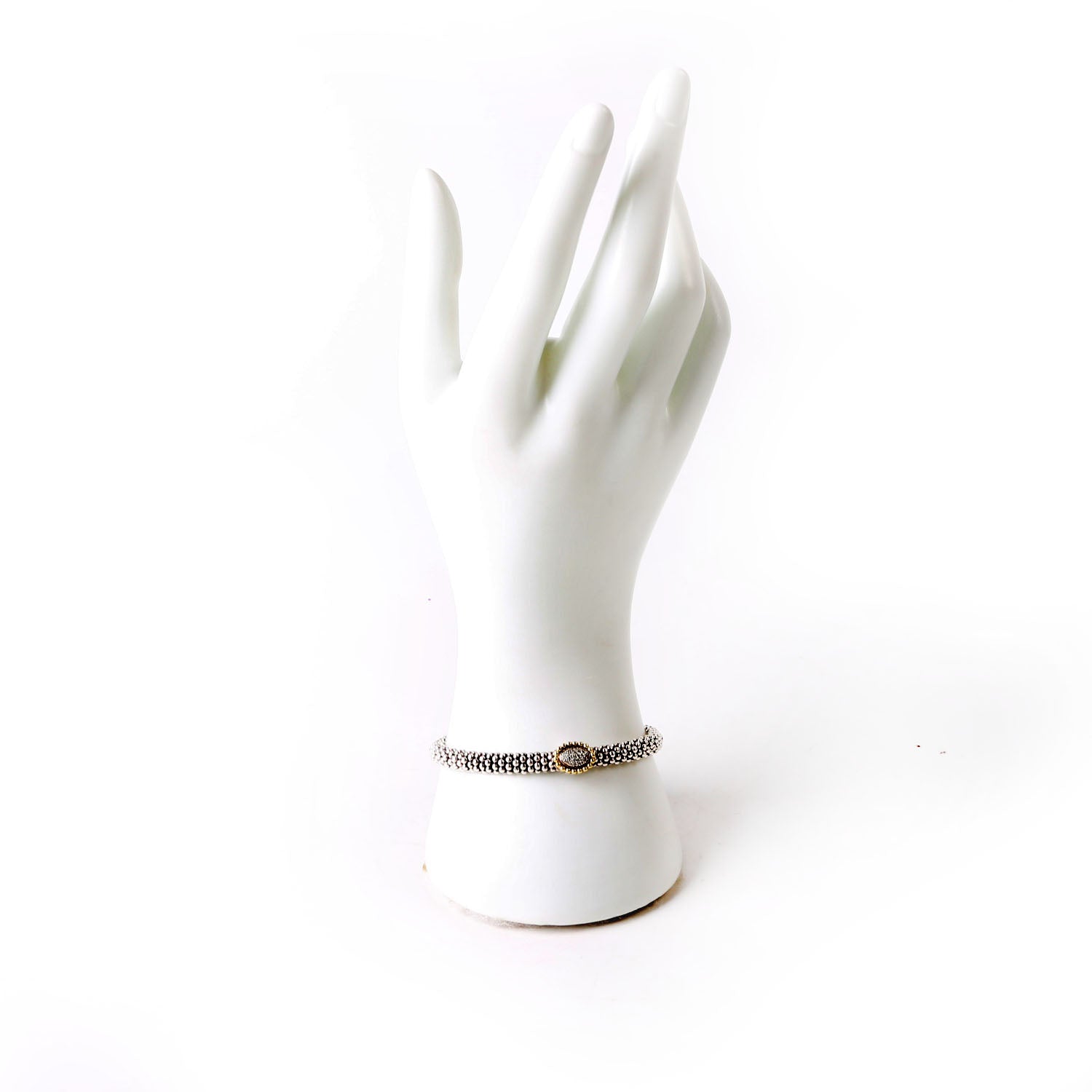 Caviar Beaded Station Bracelet 925/750/Pave