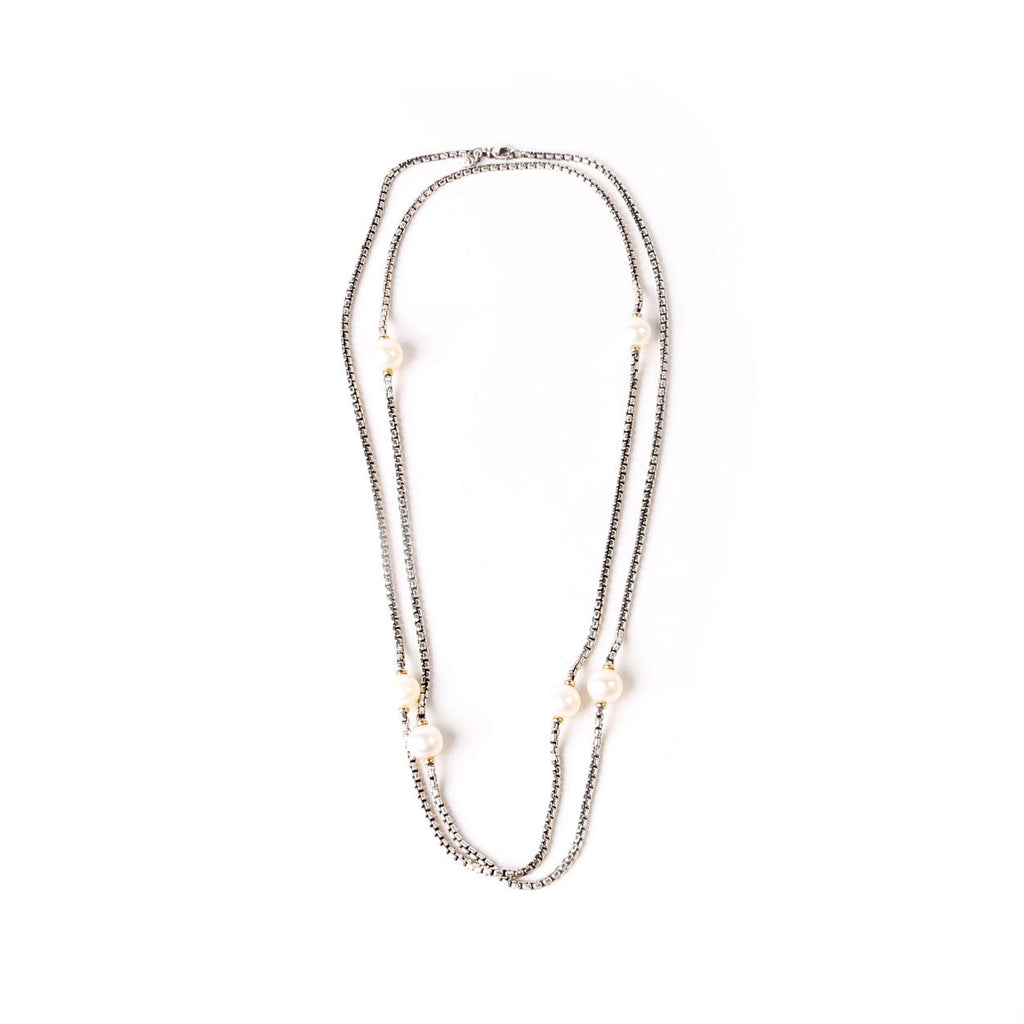 Pearl Station Long Necklace 925/750