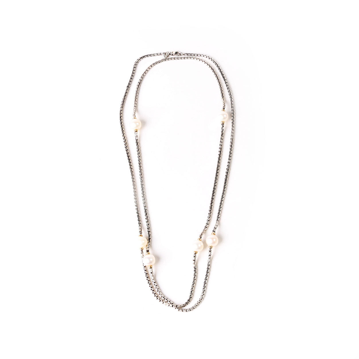 Pearl Station Long Necklace 925/750