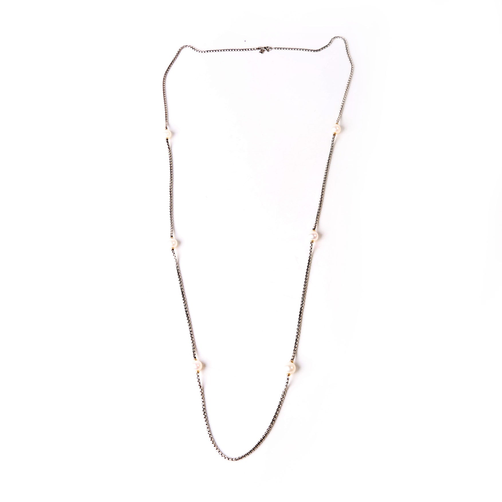 Pearl Station Long Necklace 925/750