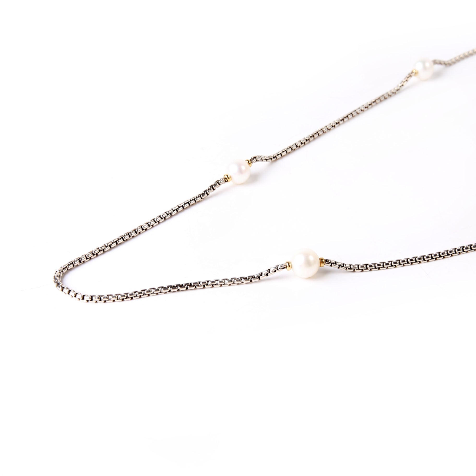 Pearl Station Long Necklace 925/750