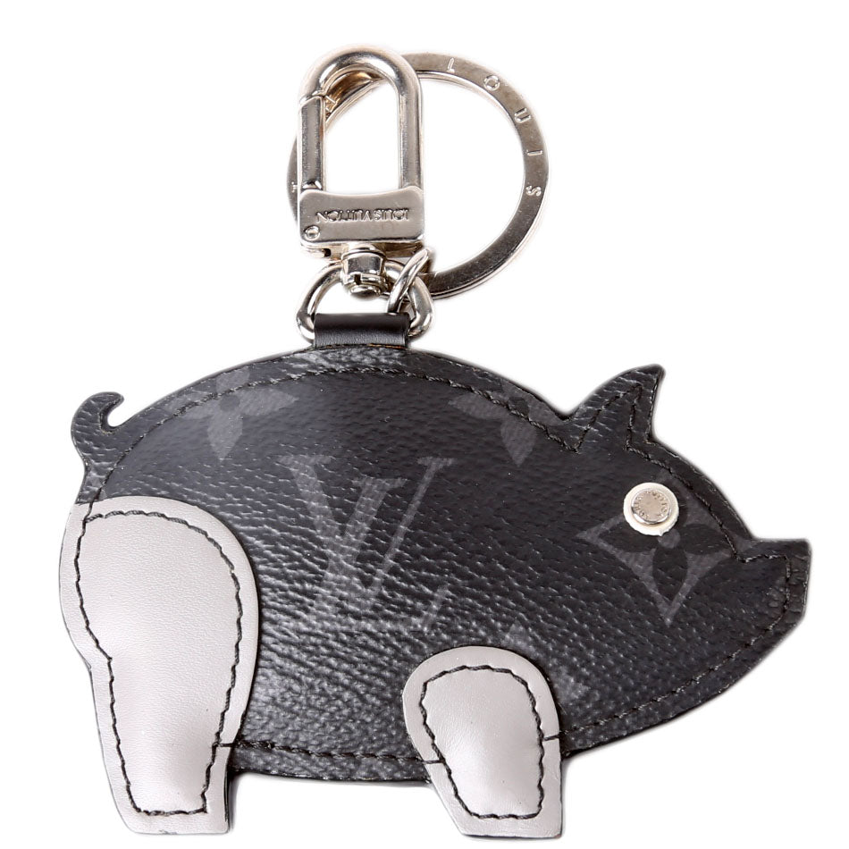 Pig Monogram Eclipse Bag Charm Black/Grey