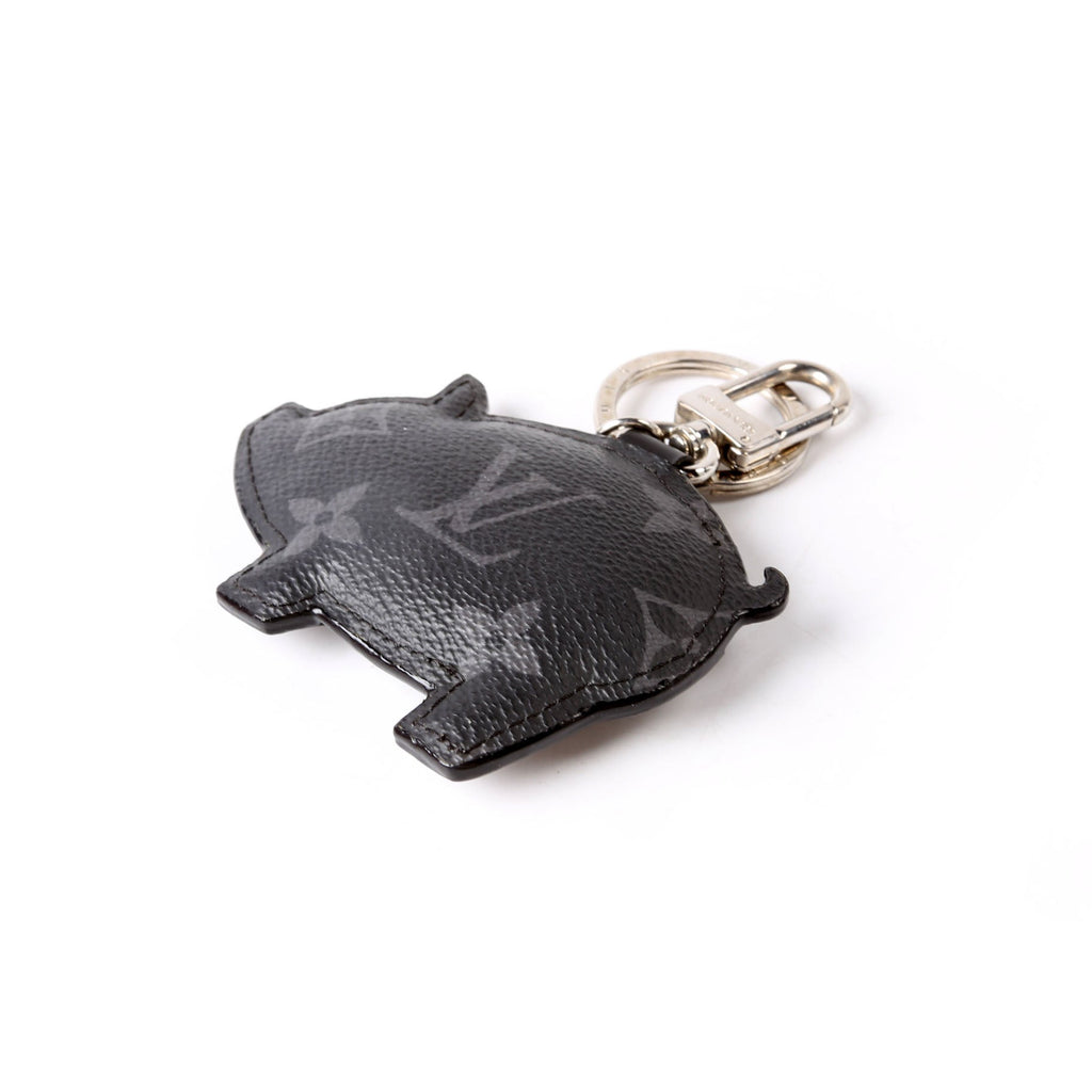 Pig Monogram Eclipse Bag Charm Black/Grey