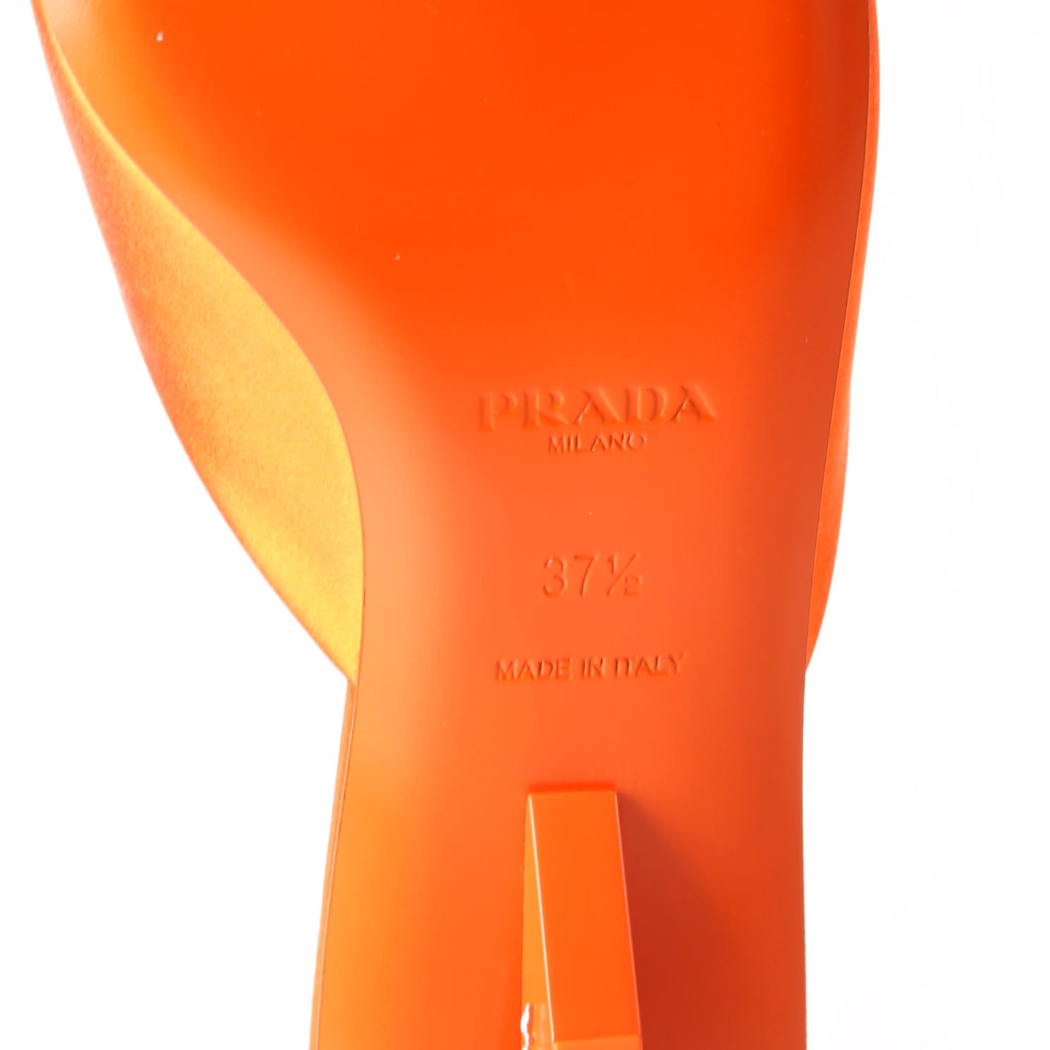 Prada Square Toe Satin Mules 37.5 Orange