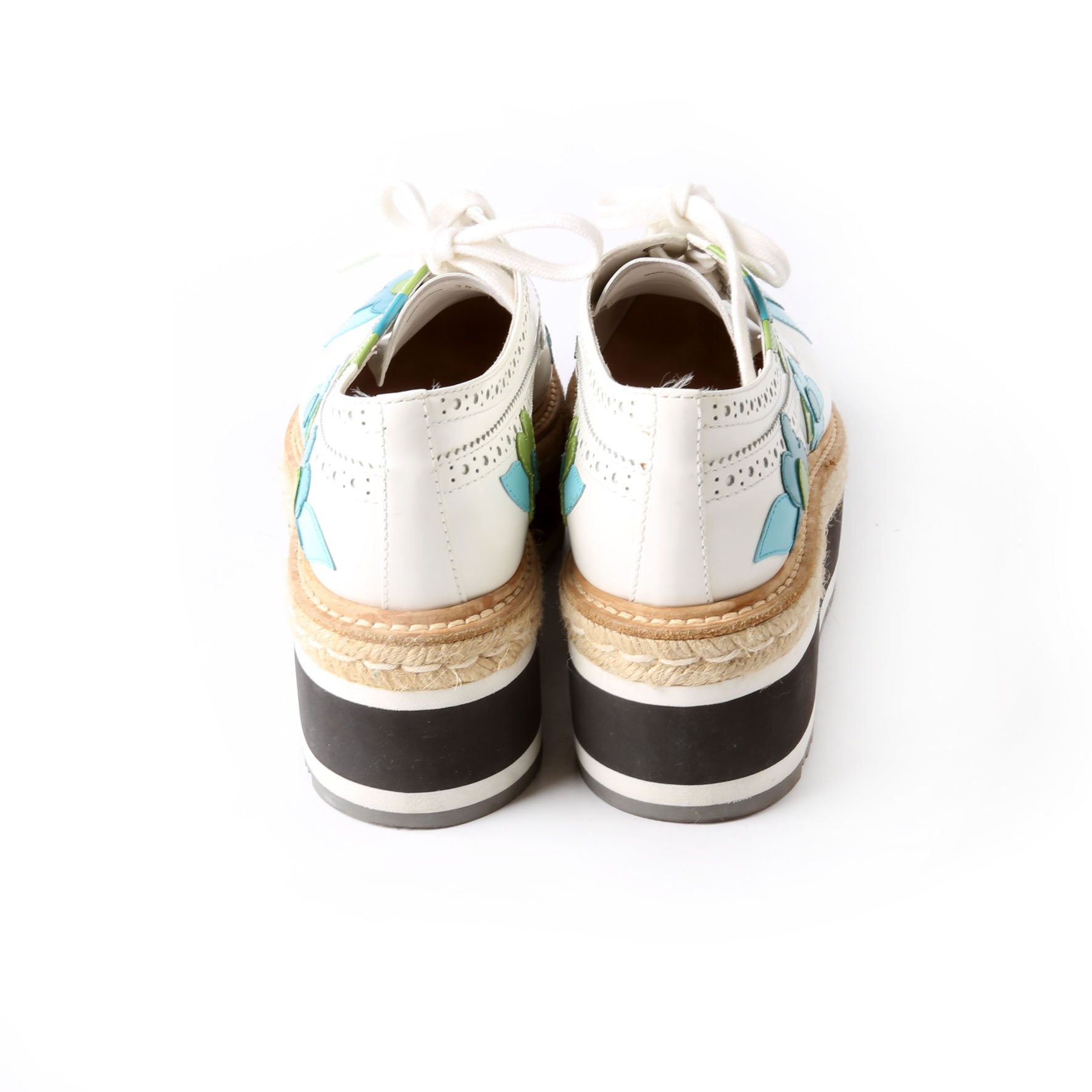 Prada Flower Spazzolato Platform Espadrille Sneakers Size 38.5