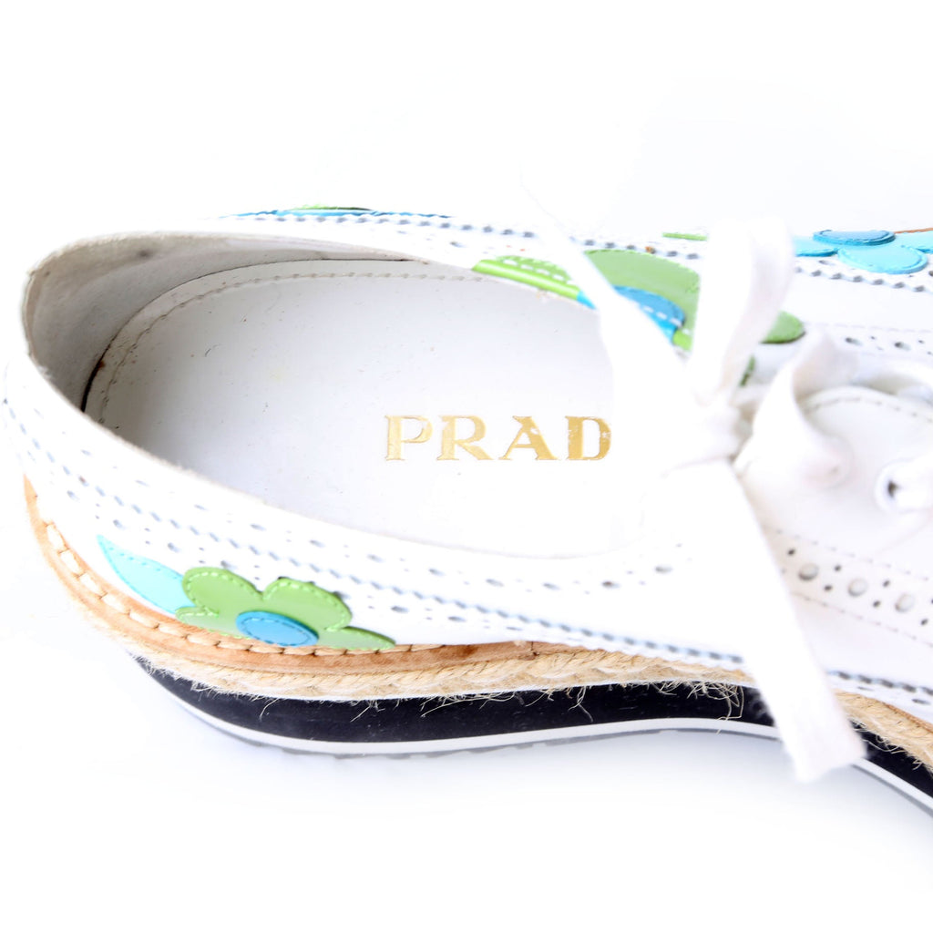 Prada Flower Spazzolato Platform Espadrille Sneakers Size 38.5
