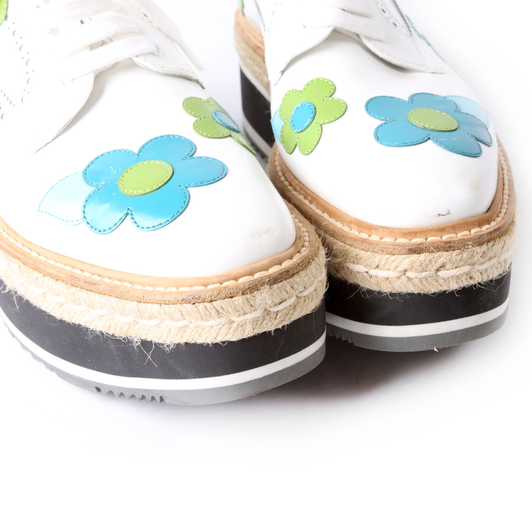Prada Flower Spazzolato Platform Espadrille Sneakers Size 38.5