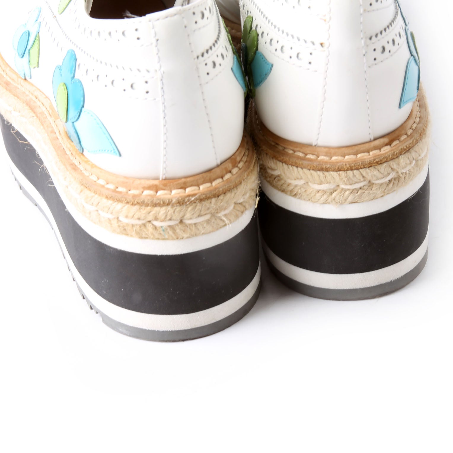 Prada Flower Spazzolato Platform Espadrille Sneakers Size 38.5