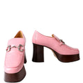Horsebit Crocodile Embossed Platform Loafers Size 41 Pink