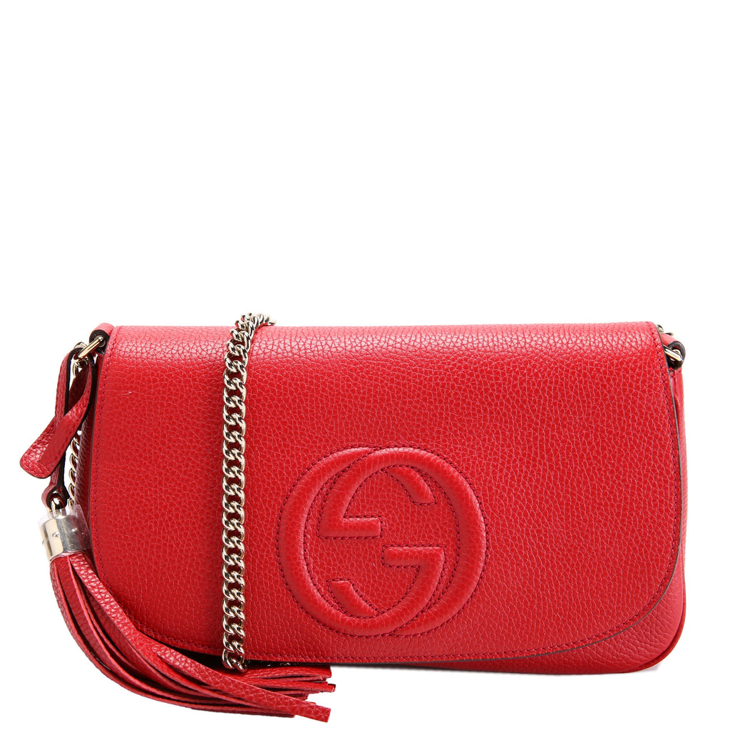 536224 Soho Chain Tassel Flap Red