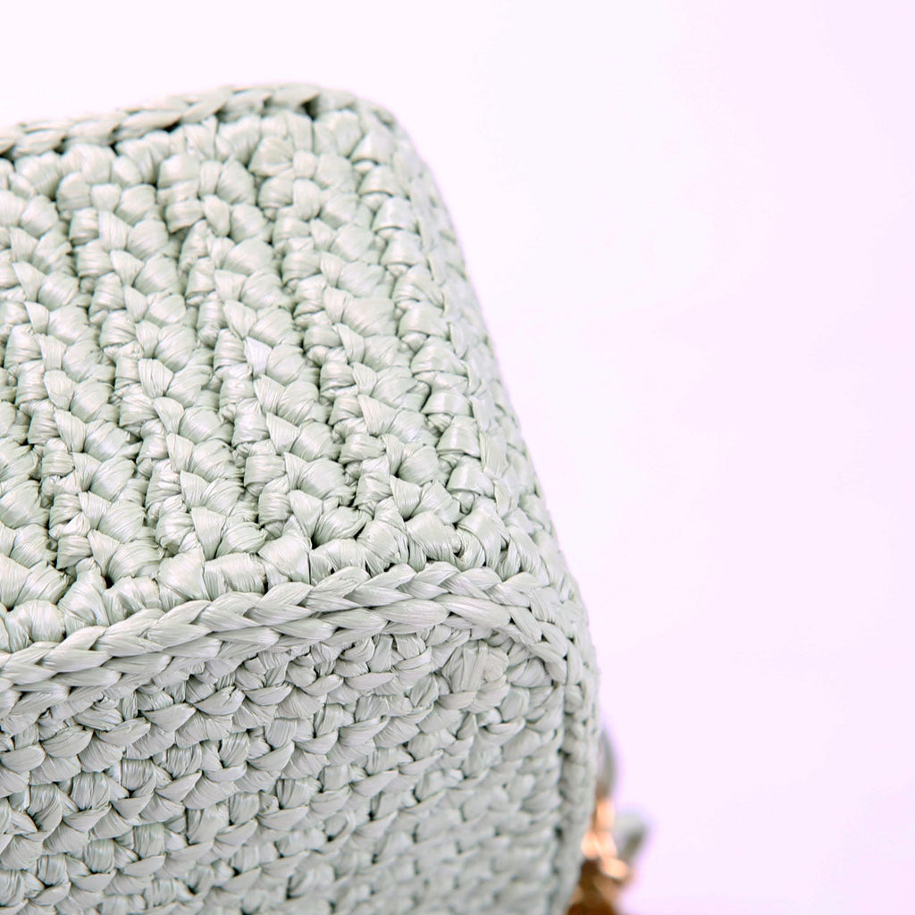 1BH204 Raffia Re-Edition 2005 Shoulder Bag Green