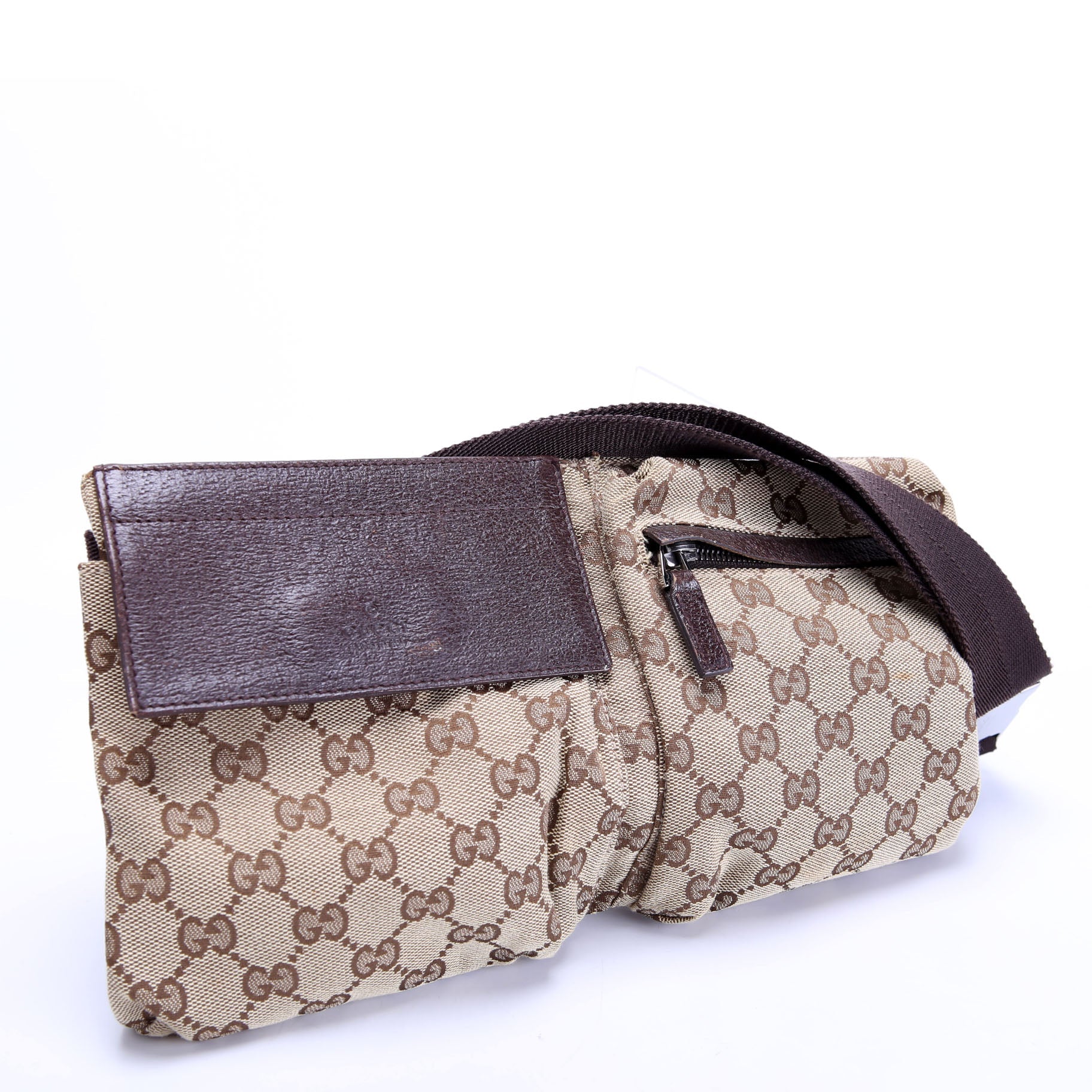 Gucci 28566 GG Canvas Waist Bag Brown