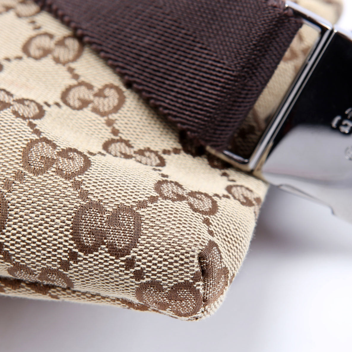 Gucci 28566 GG Canvas Waist Bag Brown
