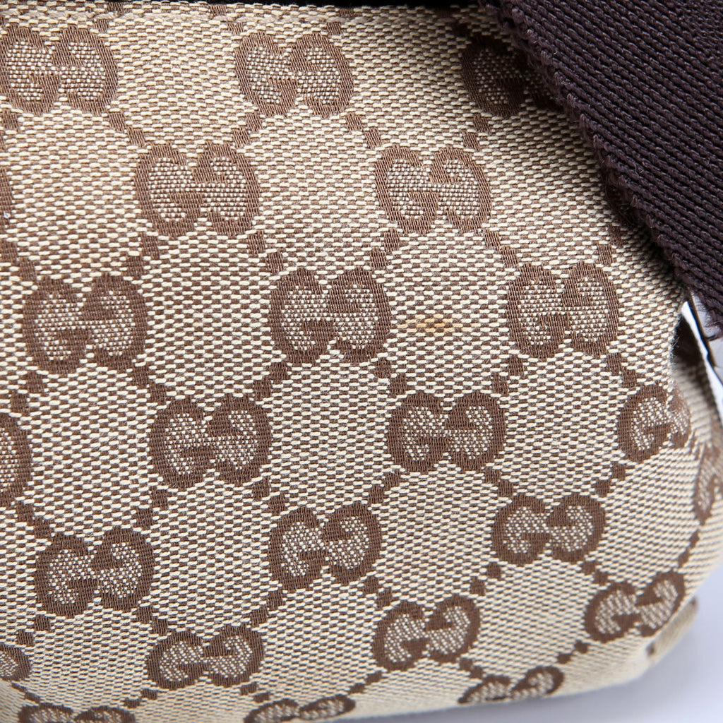 Gucci 28566 GG Canvas Waist Bag Brown