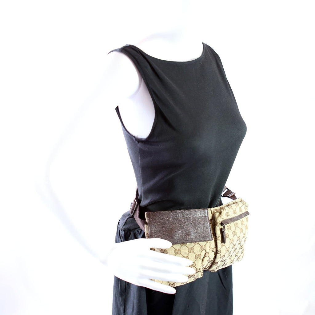 Gucci 28566 GG Canvas Waist Bag Brown