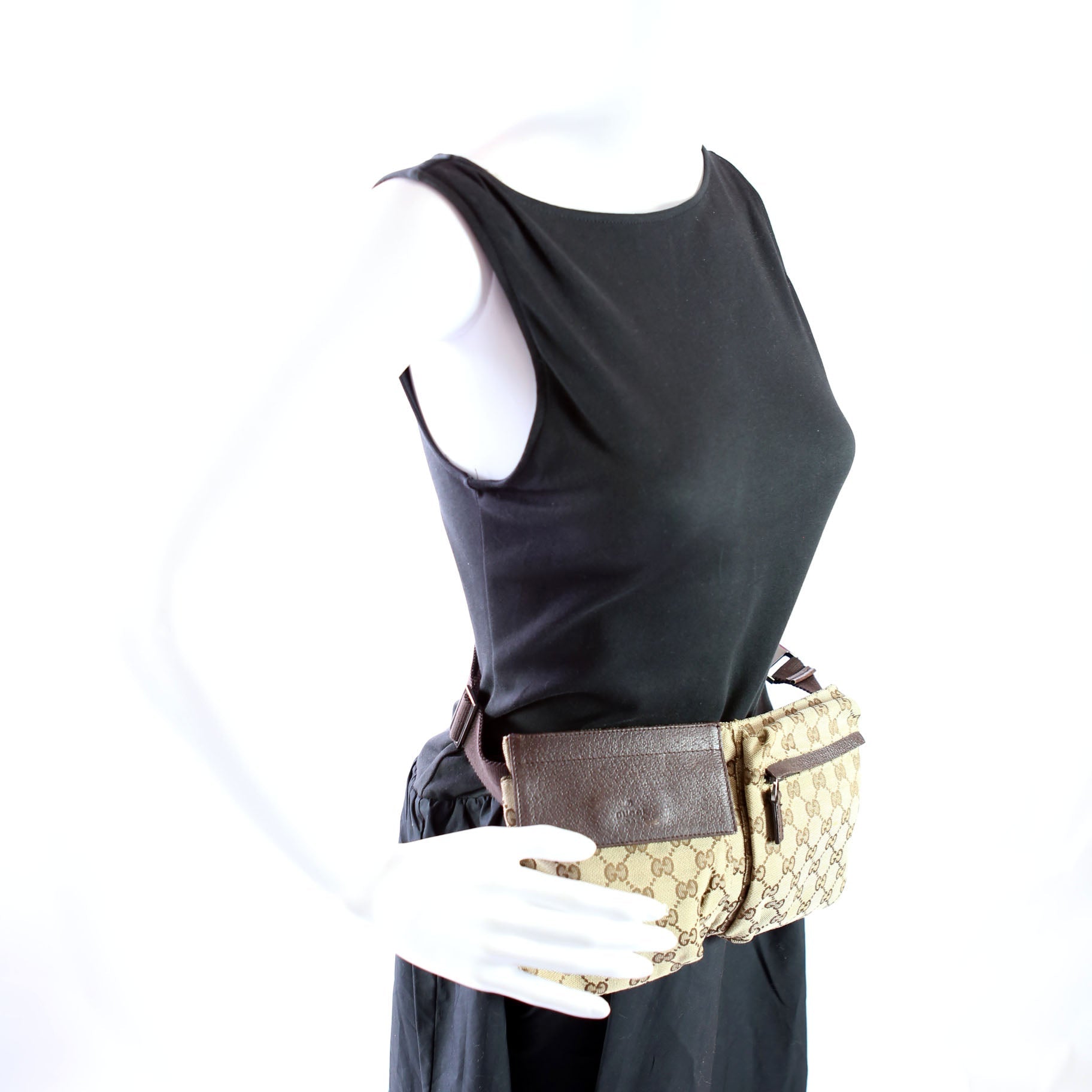 Gucci 28566 GG Canvas Waist Bag Brown