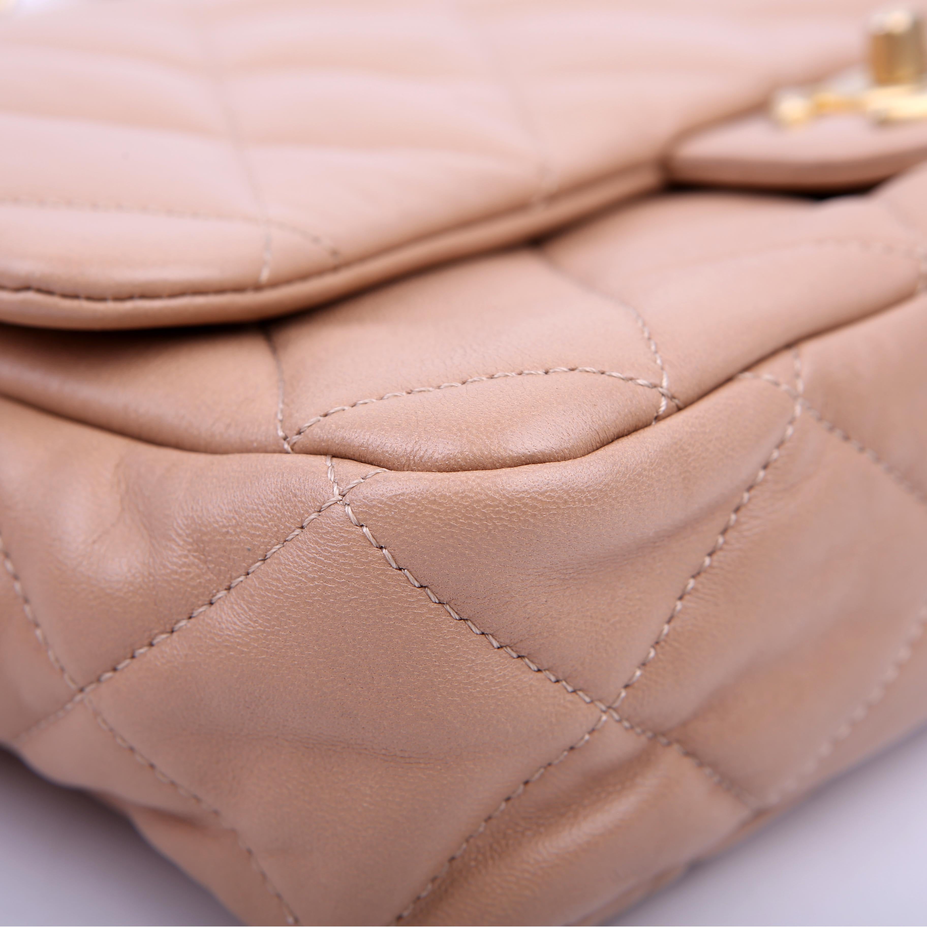 Large Flap Bag Lambskin RFID Tan