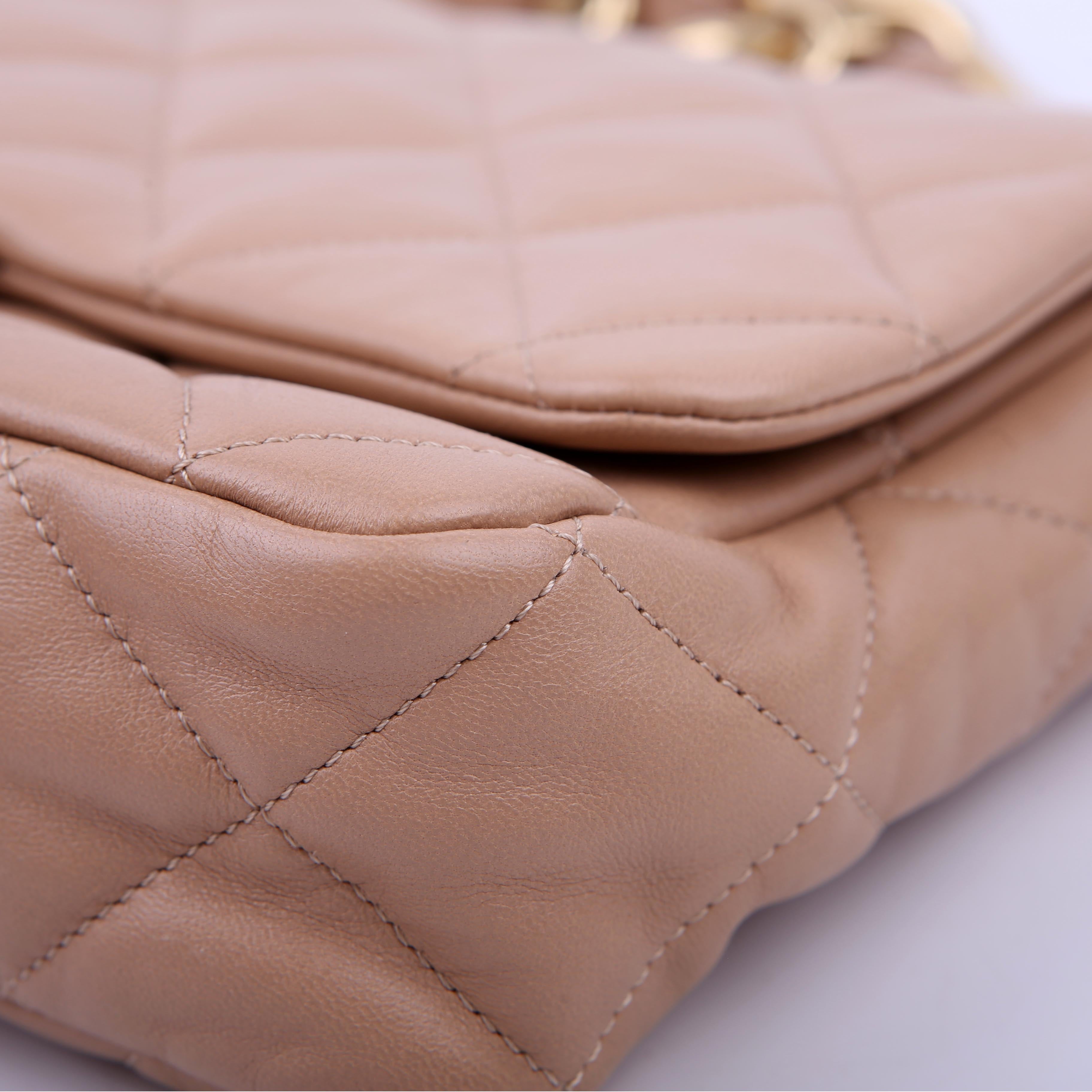 Large Flap Bag Lambskin RFID Tan