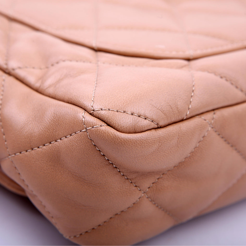 Large Flap Bag Lambskin RFID Tan