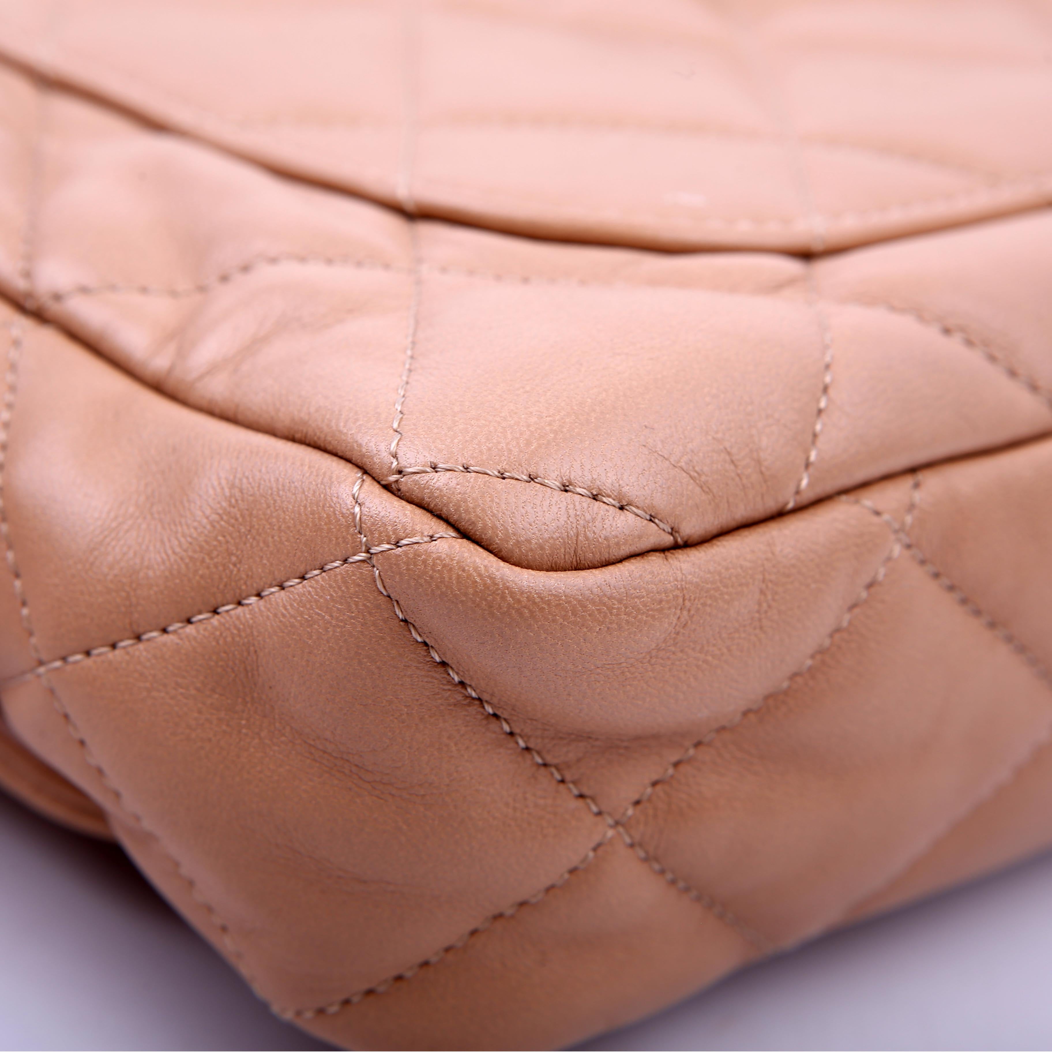 Large Flap Bag Lambskin RFID Tan