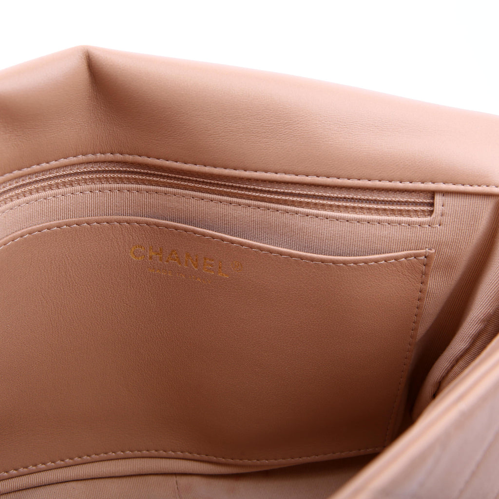 Large Flap Bag Lambskin RFID Tan