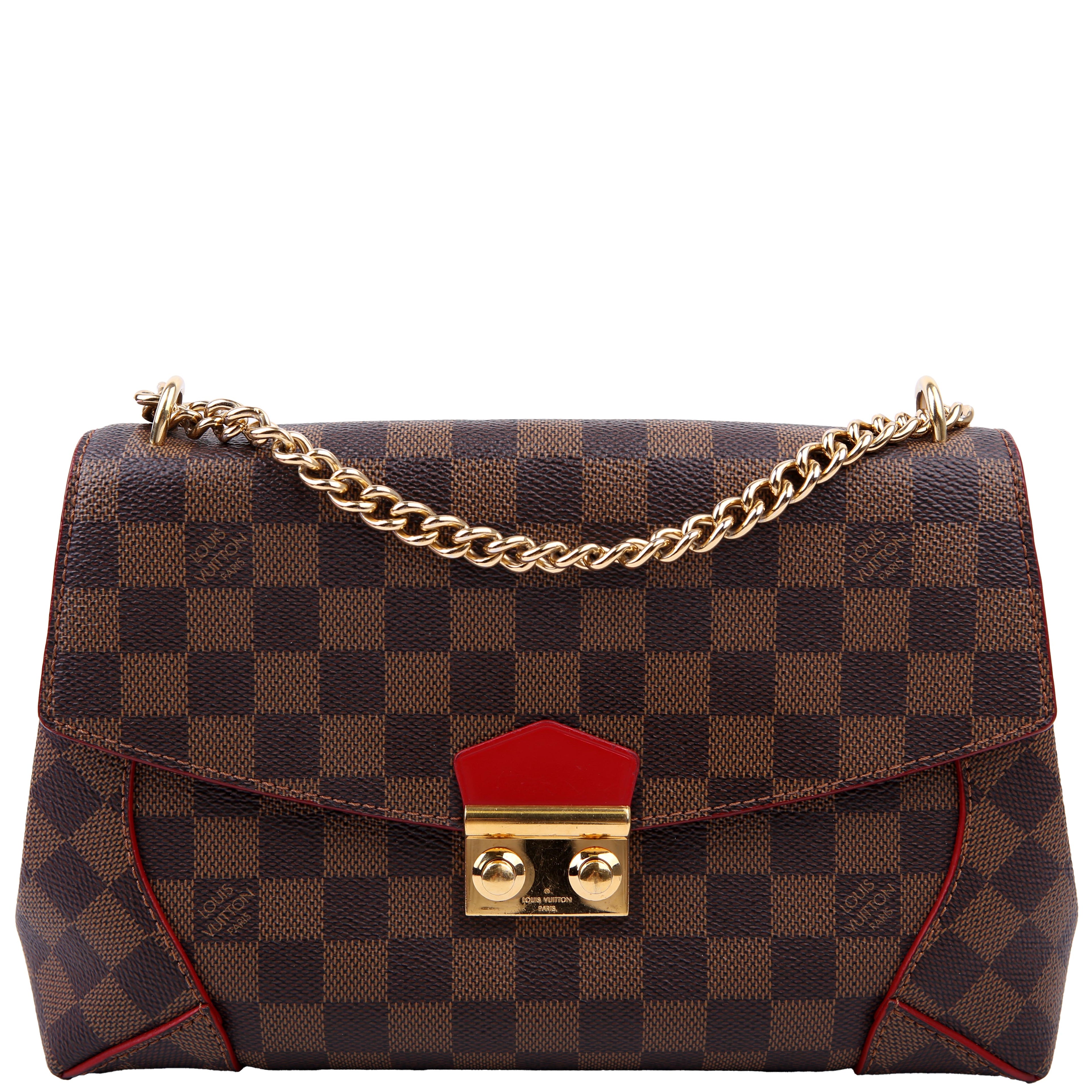 Caissa Chain Clutch Damier Ebene Red
