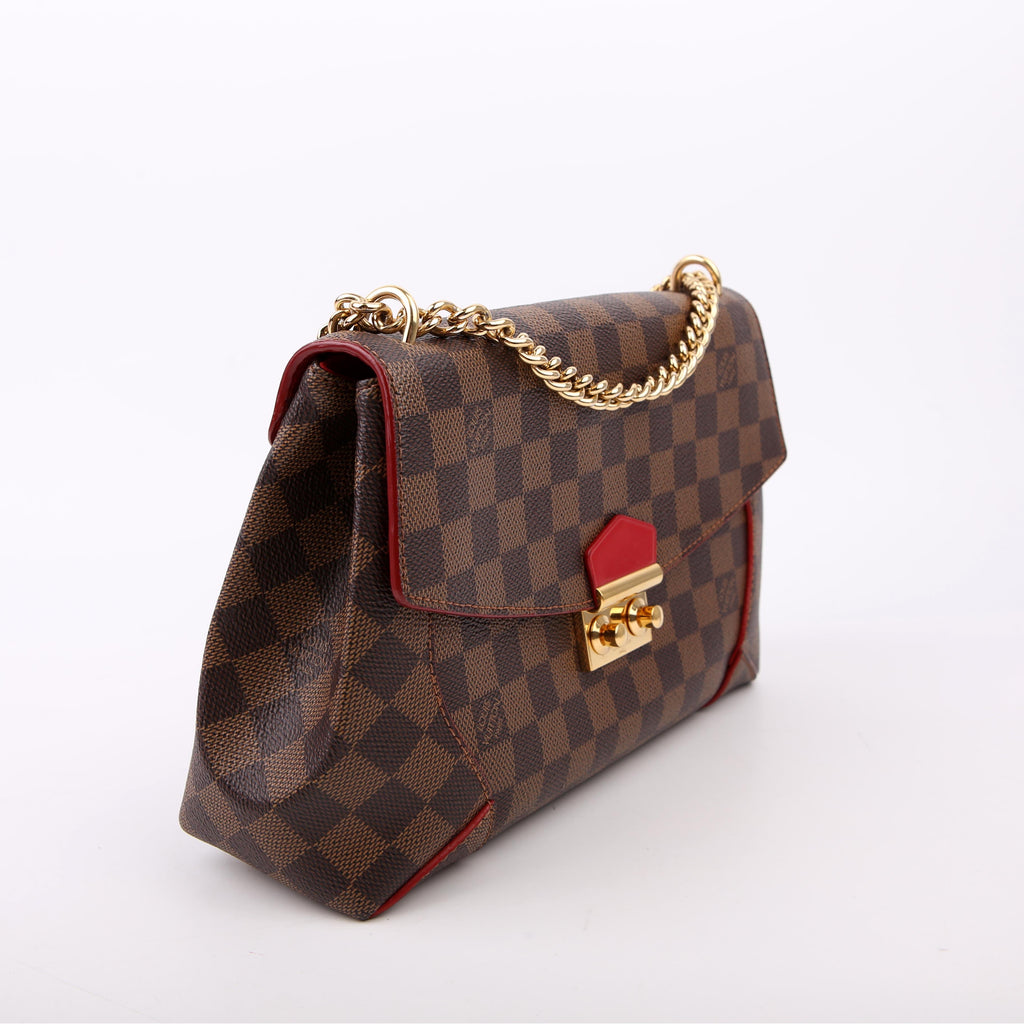 Caissa Chain Clutch Damier Ebene Red