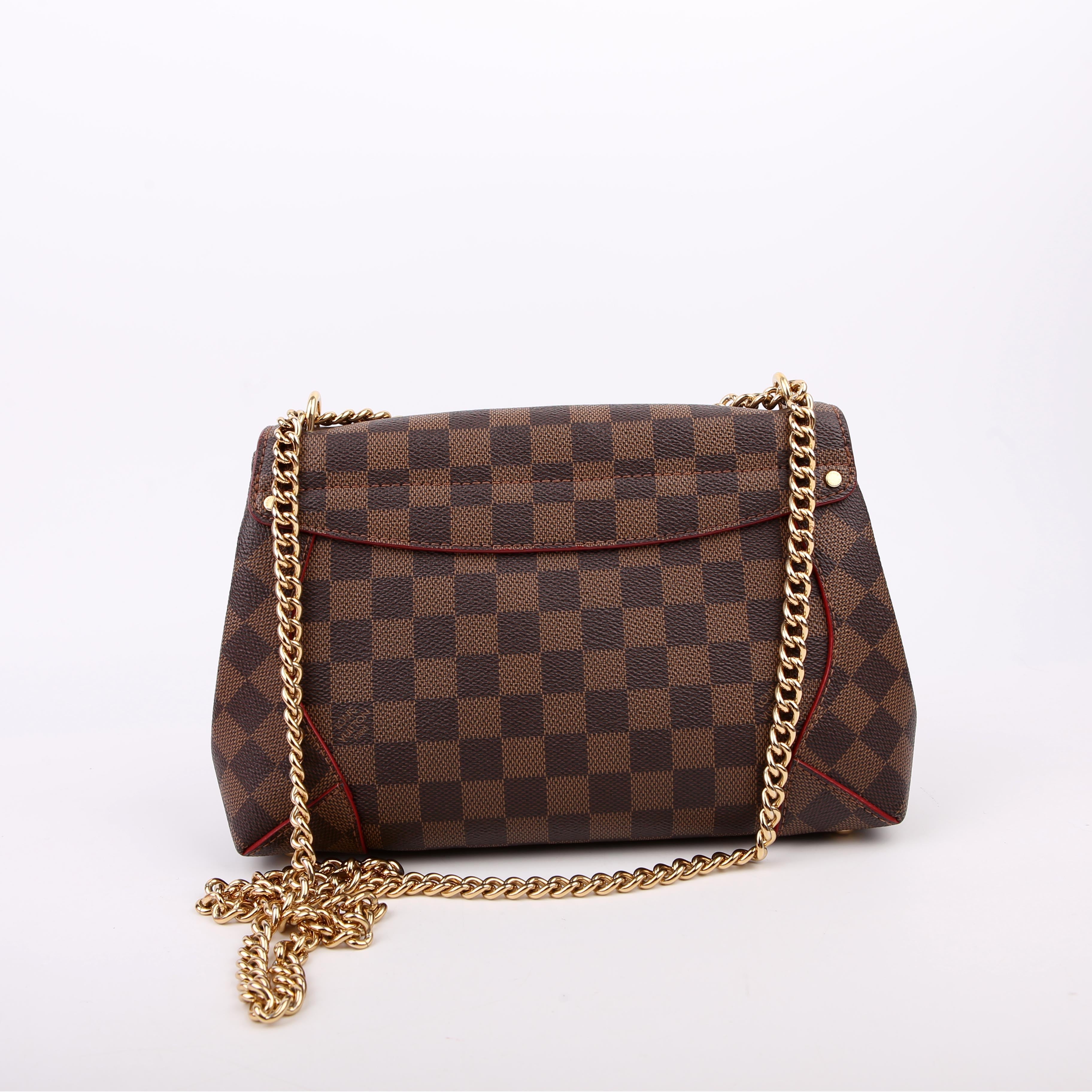 Caissa Chain Clutch Damier Ebene Red