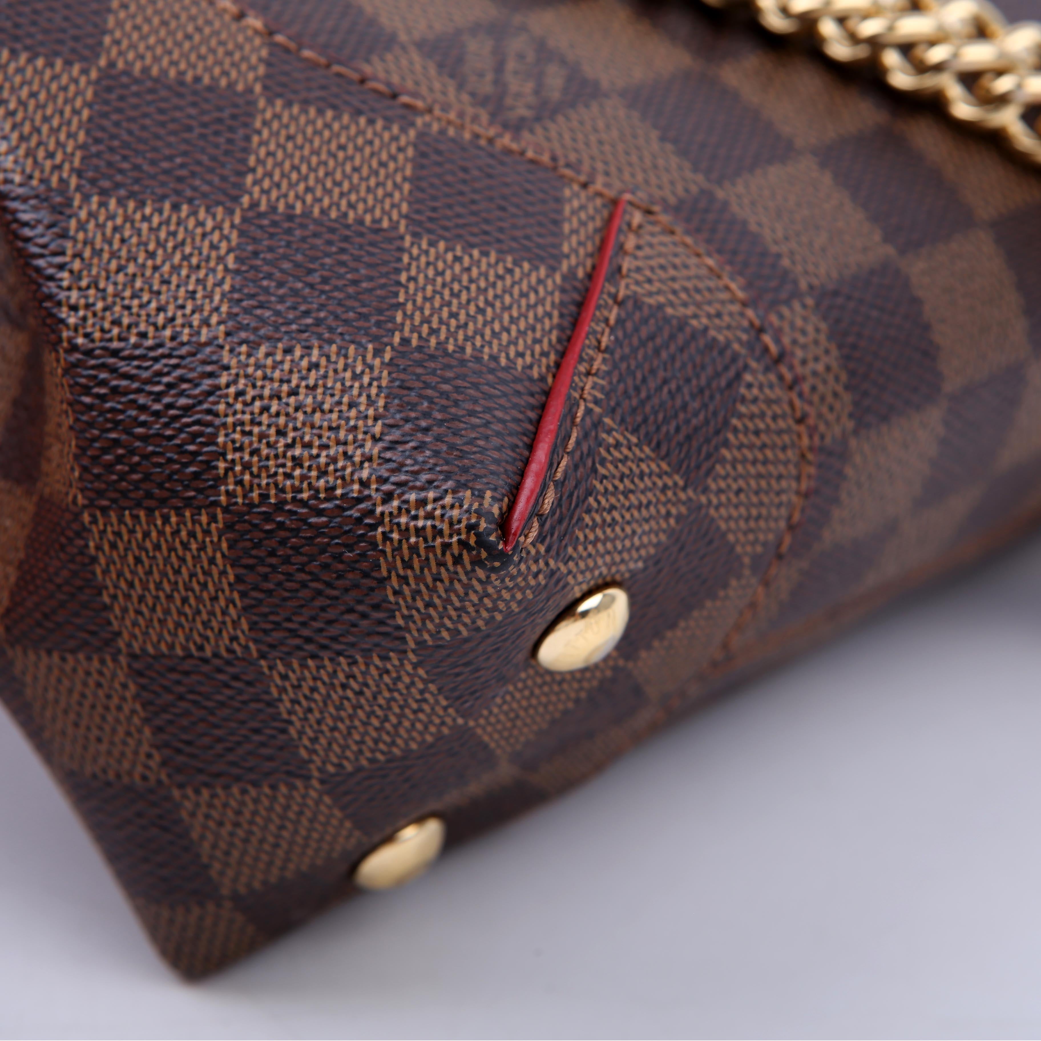 Caissa Chain Clutch Damier Ebene Red