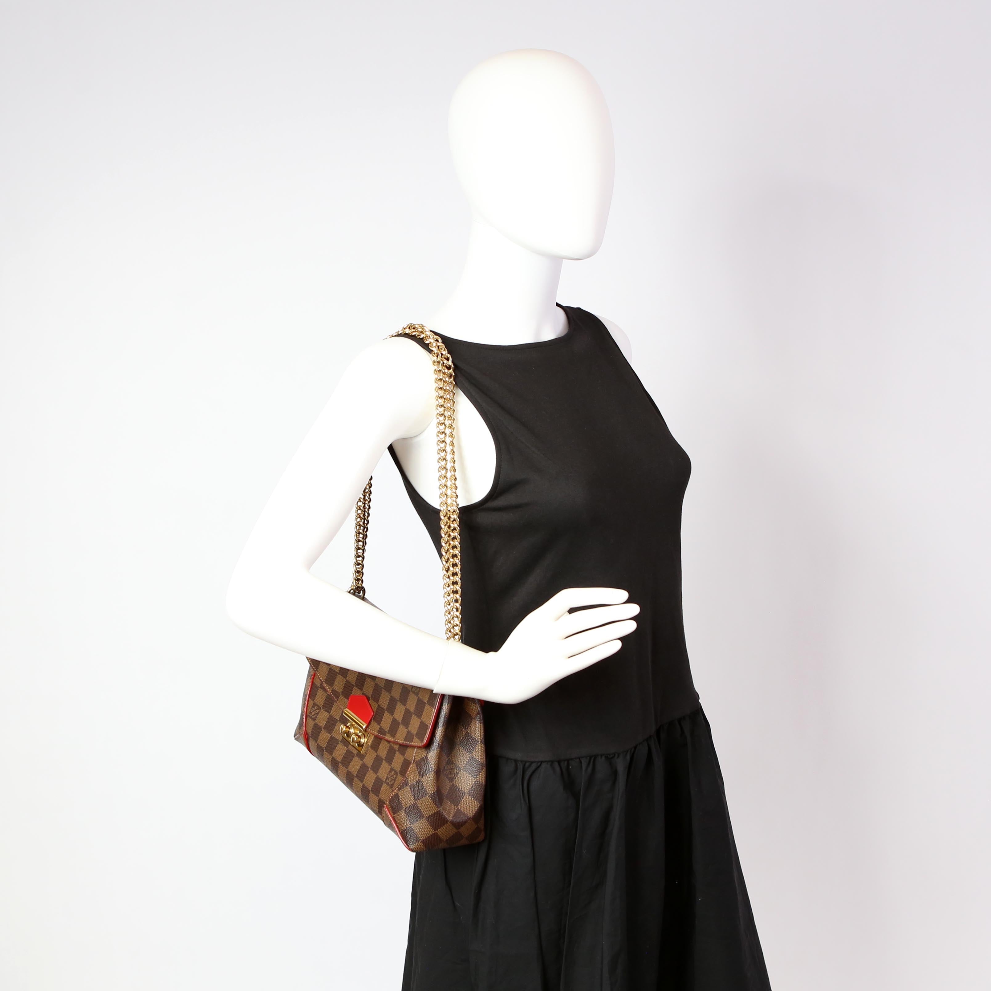 Caissa Chain Clutch Damier Ebene Red