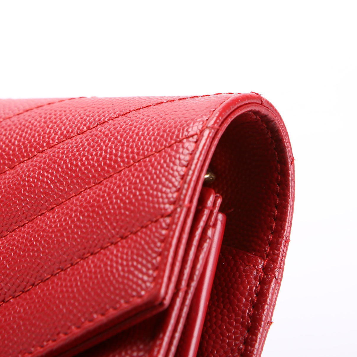 SAINT LAURENT Grain De Poudre Chain Wallet 377828 Red