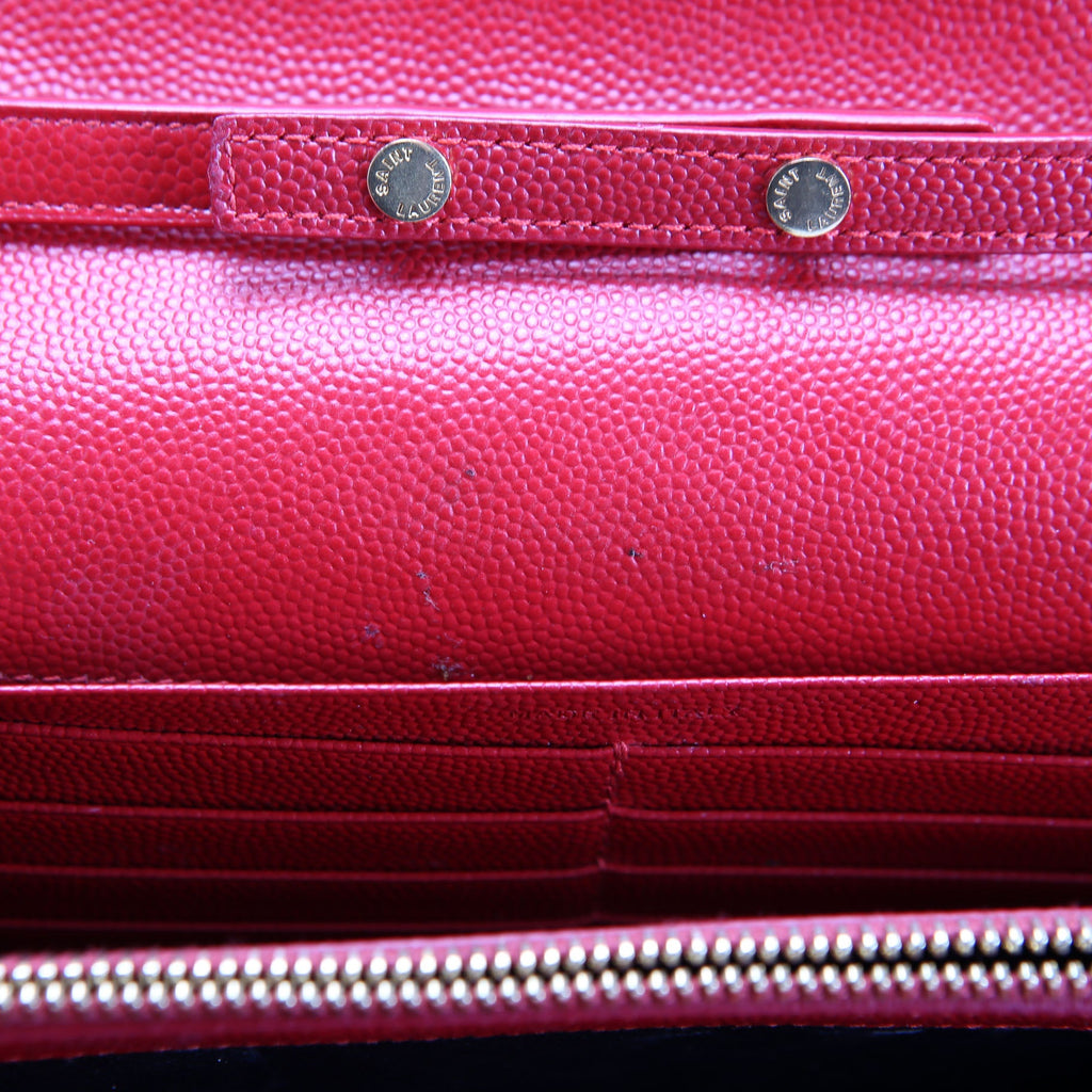 SAINT LAURENT Grain De Poudre Chain Wallet 377828 Red