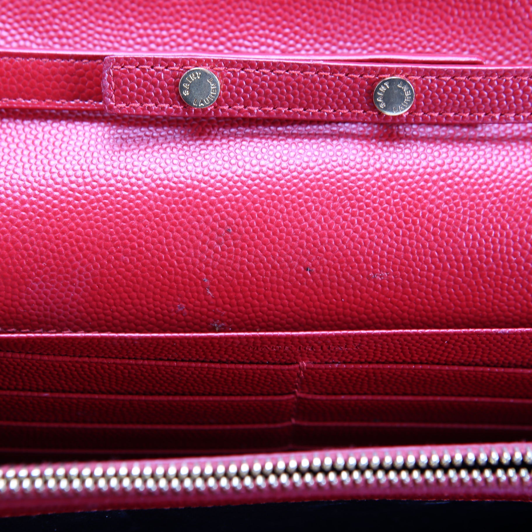 SAINT LAURENT Grain De Poudre Chain Wallet 377828 Red
