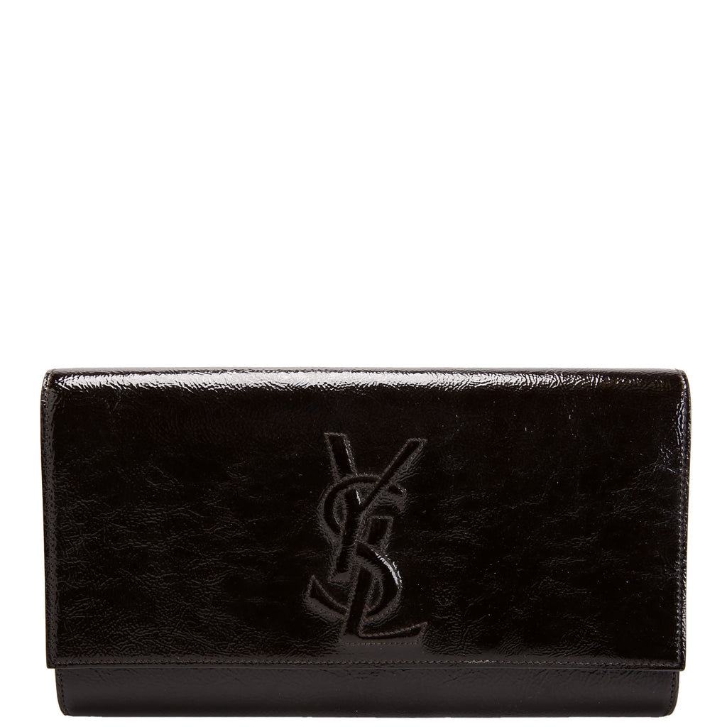 Belle De Jour Clutch Textured Patent 347990 Black