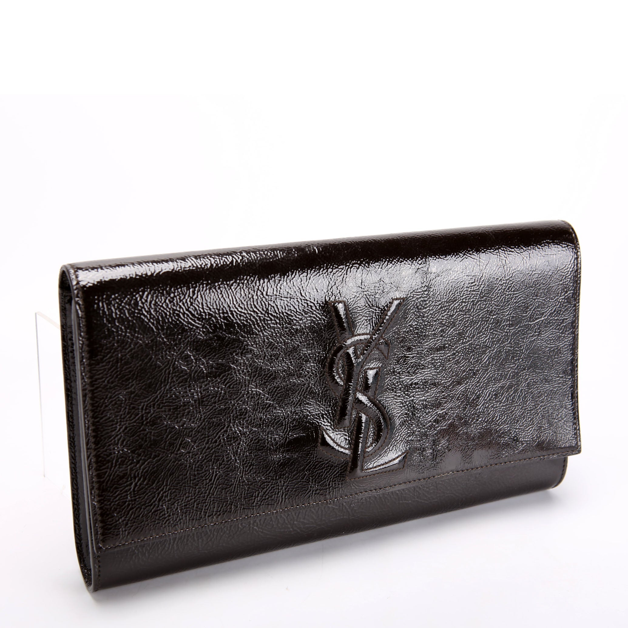 Belle De Jour Clutch Textured Patent 347990 Black