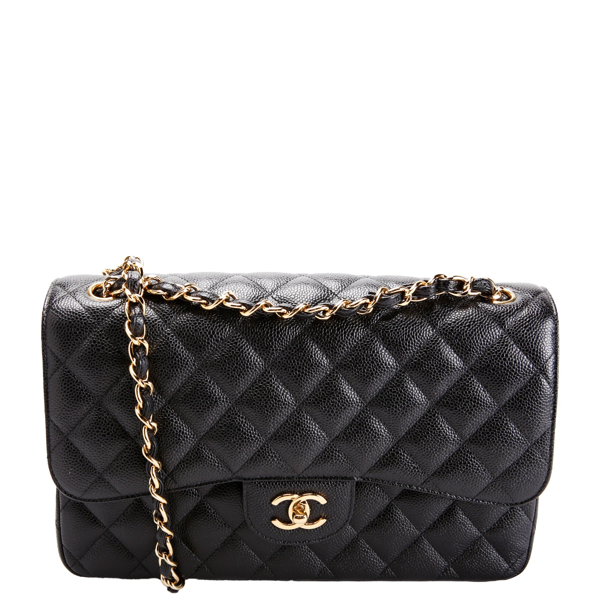 Classic Flap Jumbo Caviar 23M Black/Burgundy