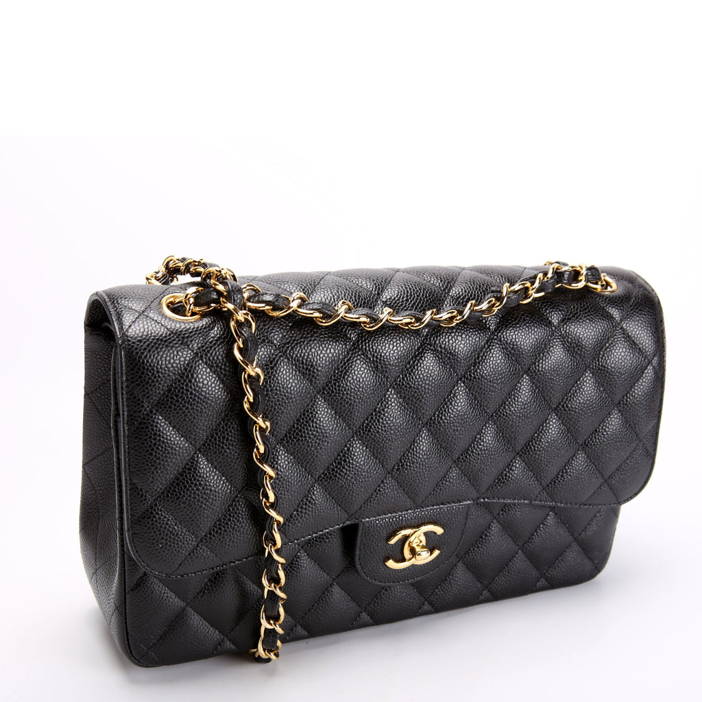 Classic Flap Jumbo Caviar 23M Black/Burgundy