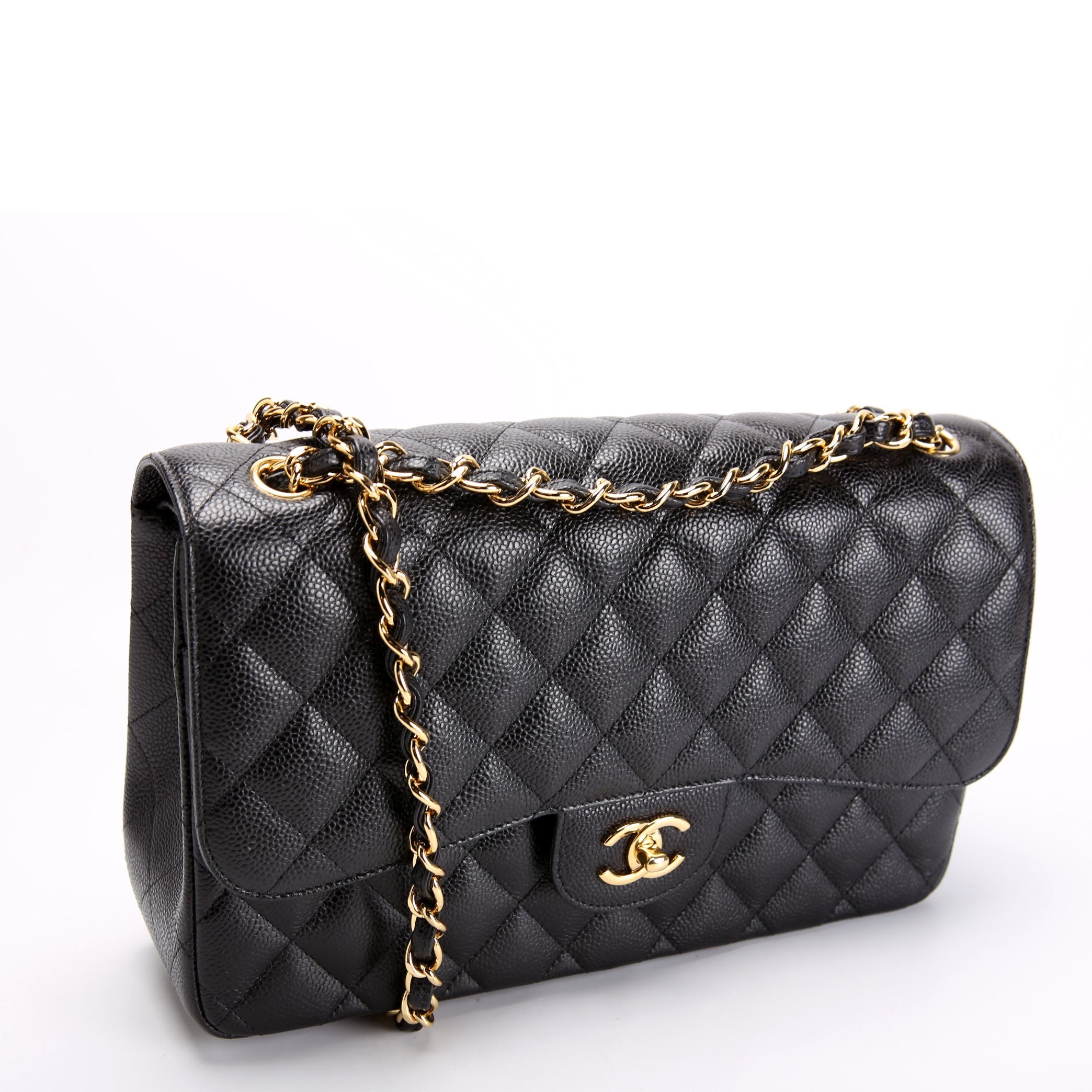 Classic Flap Jumbo Caviar 23M Black/Burgundy