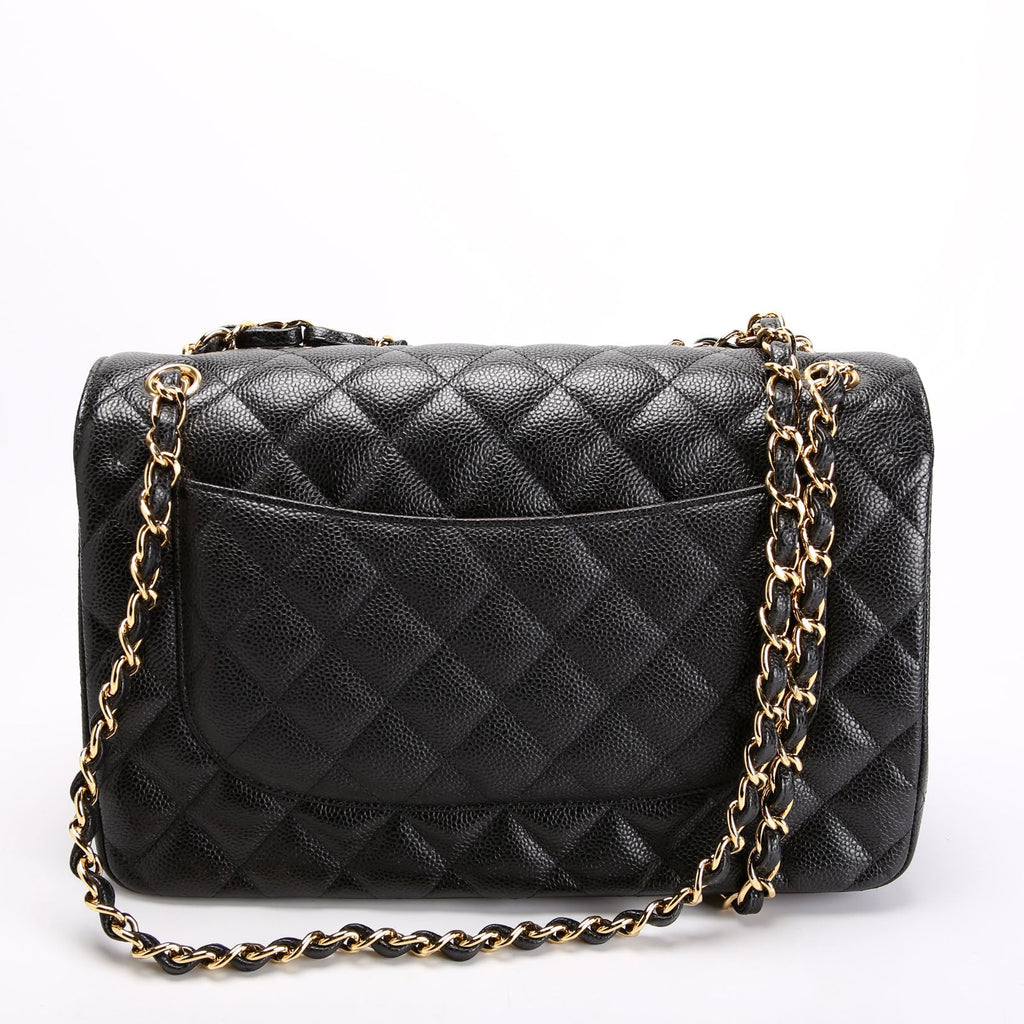 Classic Flap Jumbo Caviar 23M Black/Burgundy